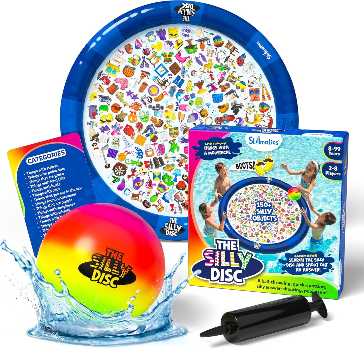 Skillmatics The Silly Disc – Fast-Paced Inflatable Pool Party Game for Kids, Teens and Families, Swimming Pool Toy for Summer Fun, Funny Spot and Shout Game, Gifts for Ages 8, 9,10 & Up, 2-8 Players