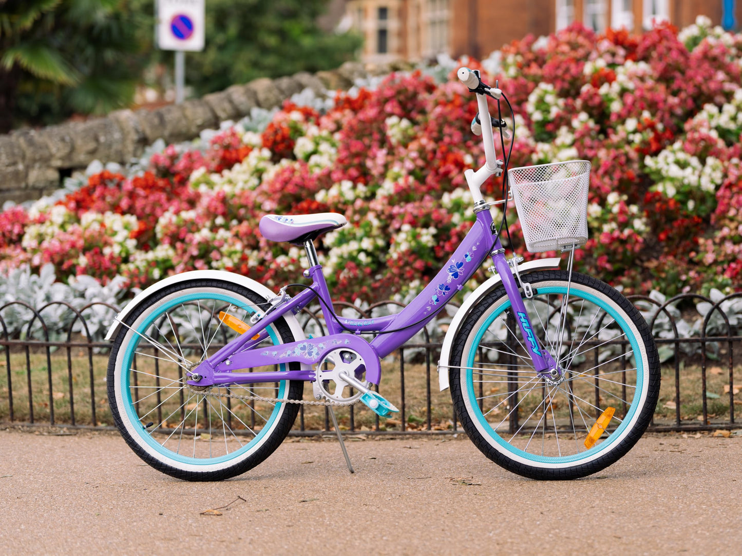 Huffy Girly Girl 20" Girls Cruiser Bike with Basket, Bell & Mudguards — White | Ages 5-9