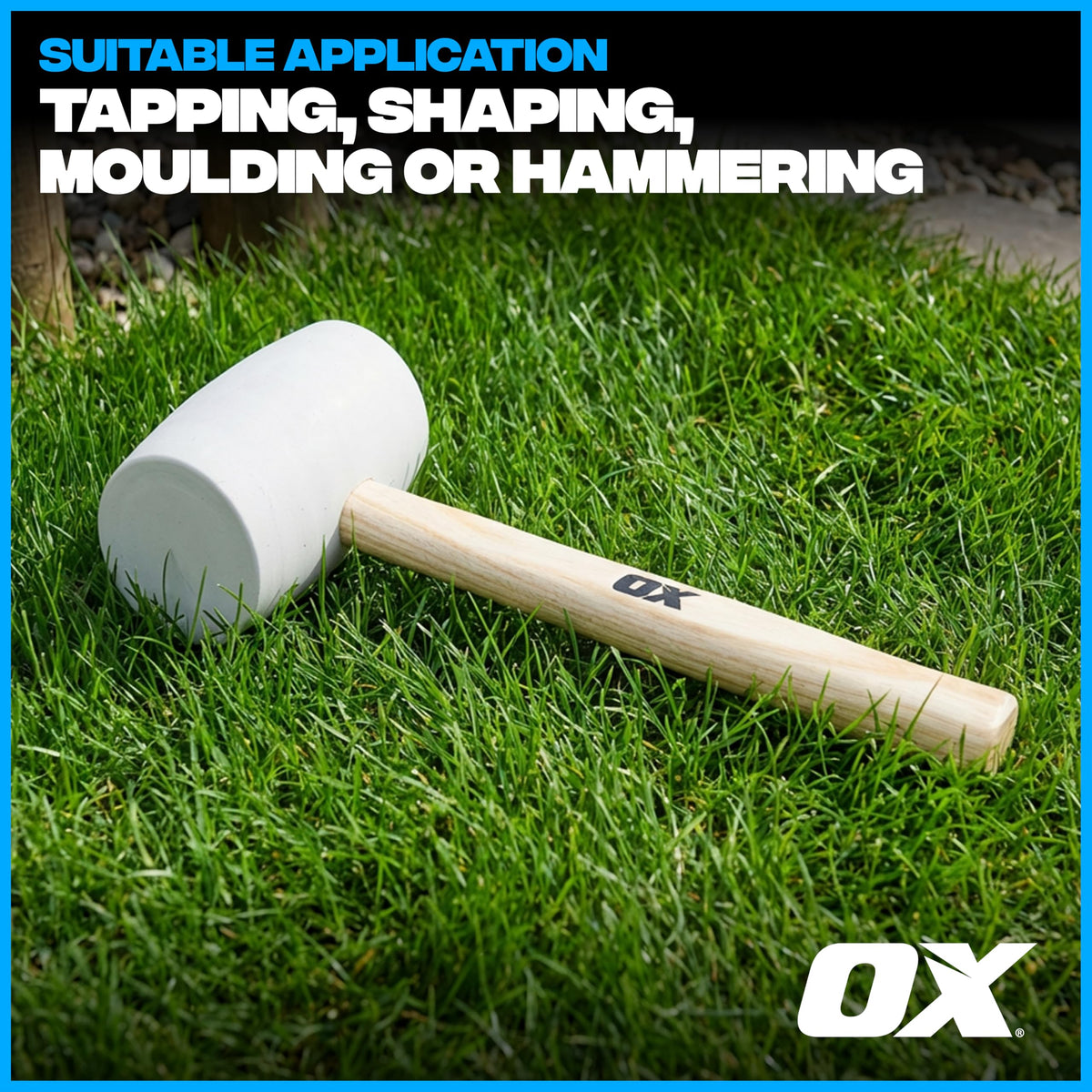 OX Trade Black Rubber Mallet 16oz / 450g, Non-Marking Hammer, Wooden Handle