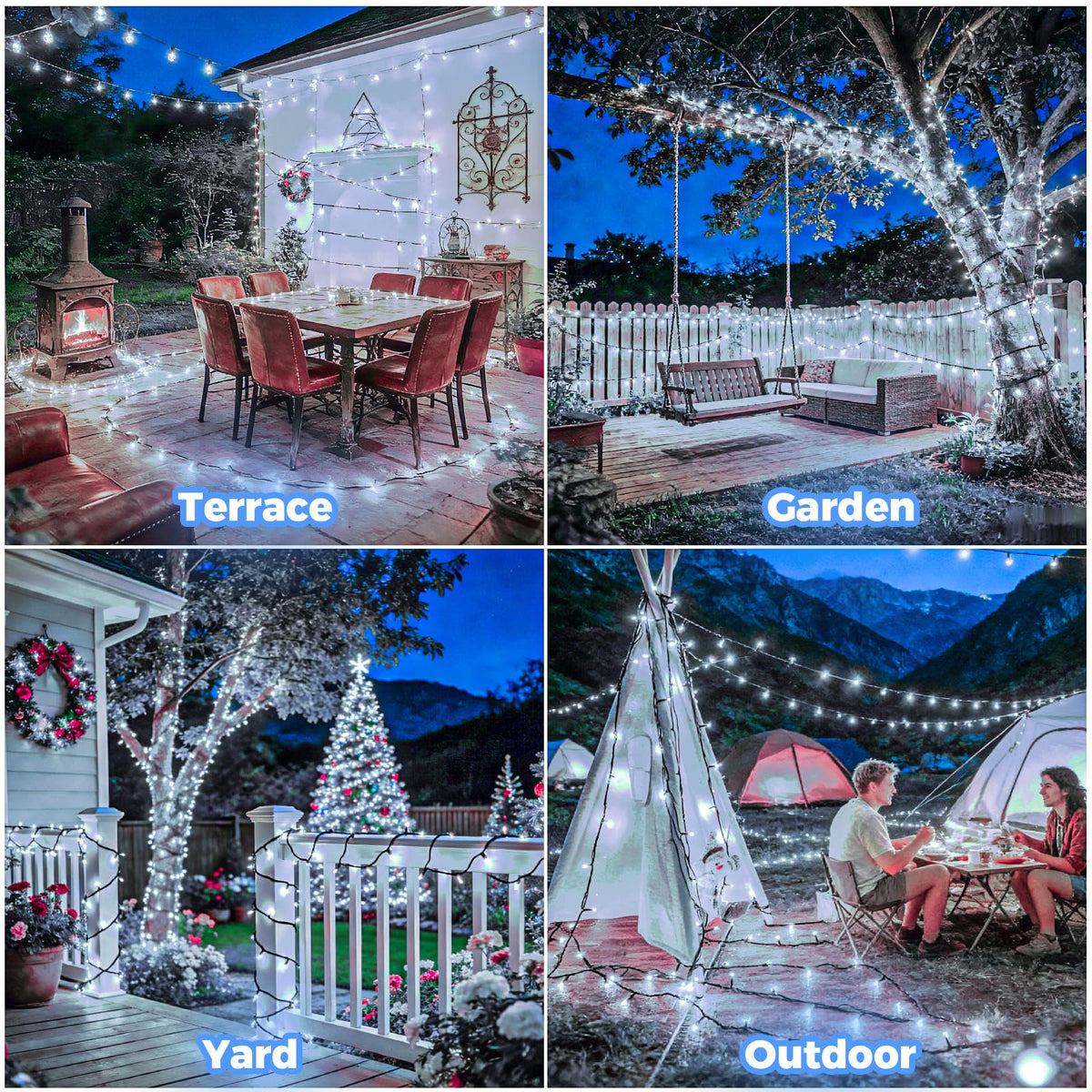 Outdoor Solar Lights Garden, 12M/40FT 120 LED Solar String Lights Waterproof, 8 Modes Solar Powered Fairy Lights for Tree Patio Yard Party Garden Terrace Decorations Warm White
