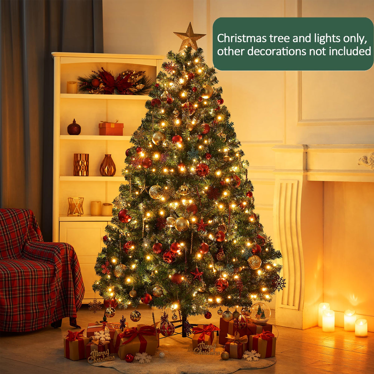 7ft Premium Christmas Tree 1432 Branch Tips Green Xmas Trees Bushy Artificial Christmas Tree Pine Tree with Metal Stand Easy to Assemble Realistic Spruce Branches Christmas Tree for Indoor and Outdoor