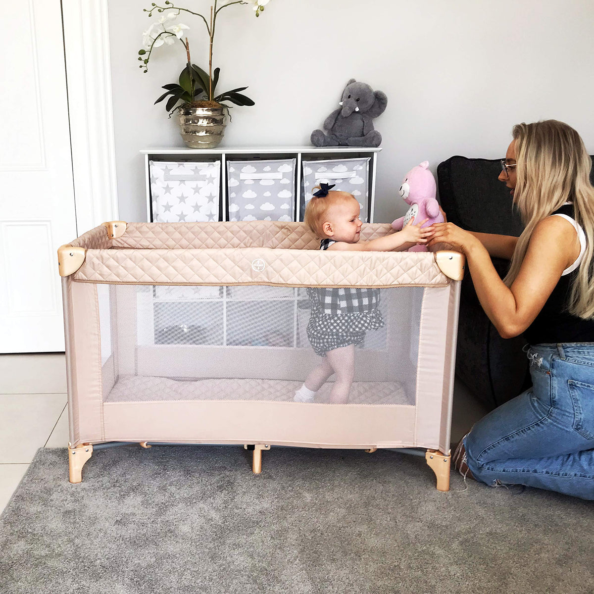 My Babiie MBTC1 Travel Cot from Birth to 15kg - Ivory
