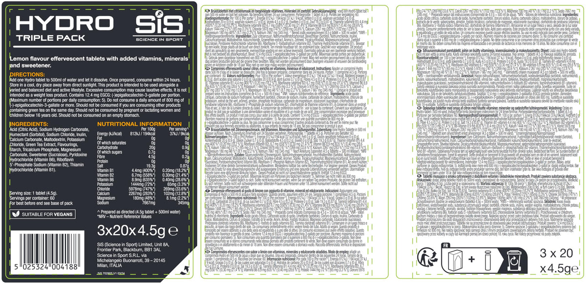Science in Sport Hydro Electrolyte Tablets, Berry, 20 Tablets