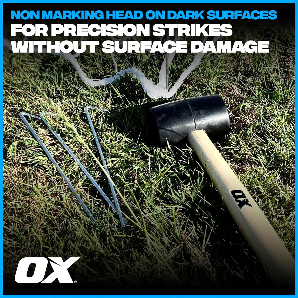 OX Trade Black Rubber Mallet 16oz / 450g, Non-Marking Hammer, Wooden Handle