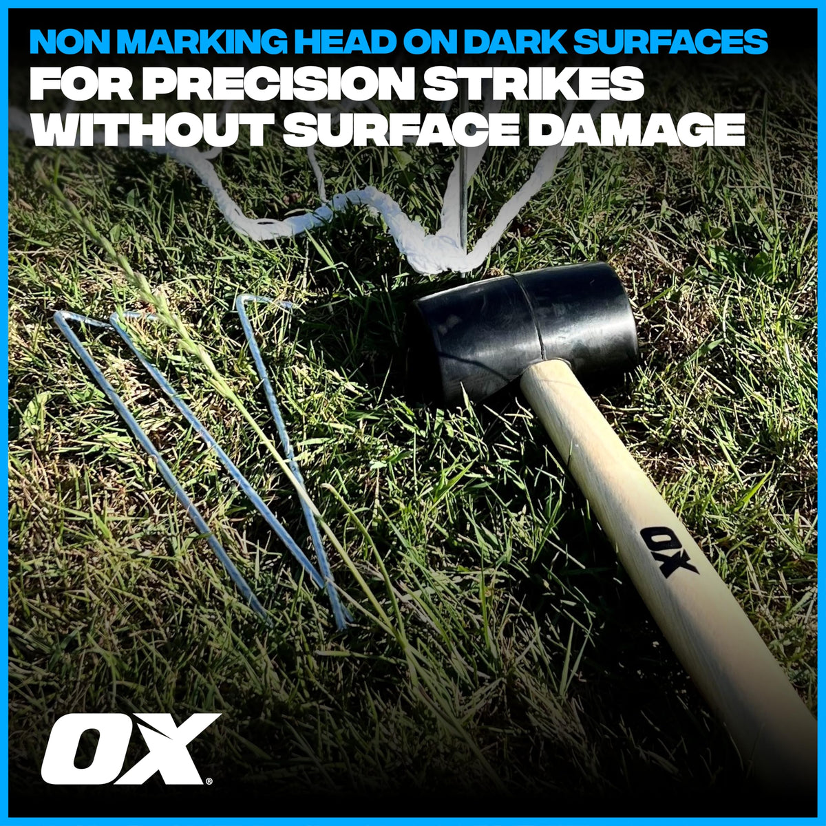 OX Trade Black Rubber Mallet 16oz / 450g, Non-Marking Hammer, Wooden Handle