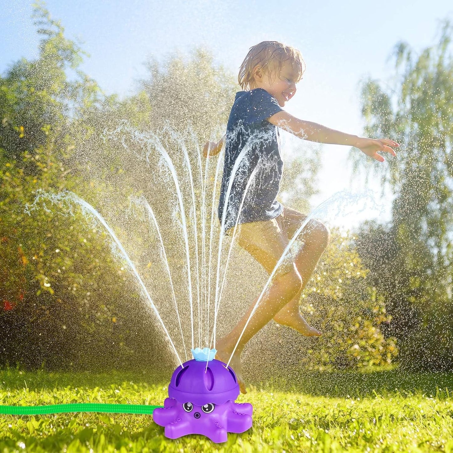 Outdoor Toys for Boy Girls, Water Spray Sprinkler for Kids Toddlers, Garden Spinning Sprinkler Toys, 2 Hose Adapters for Water Fun, 360° Water Spray, Summer Toys for 3 4 5 6+ Year Old, Fits All Hoses