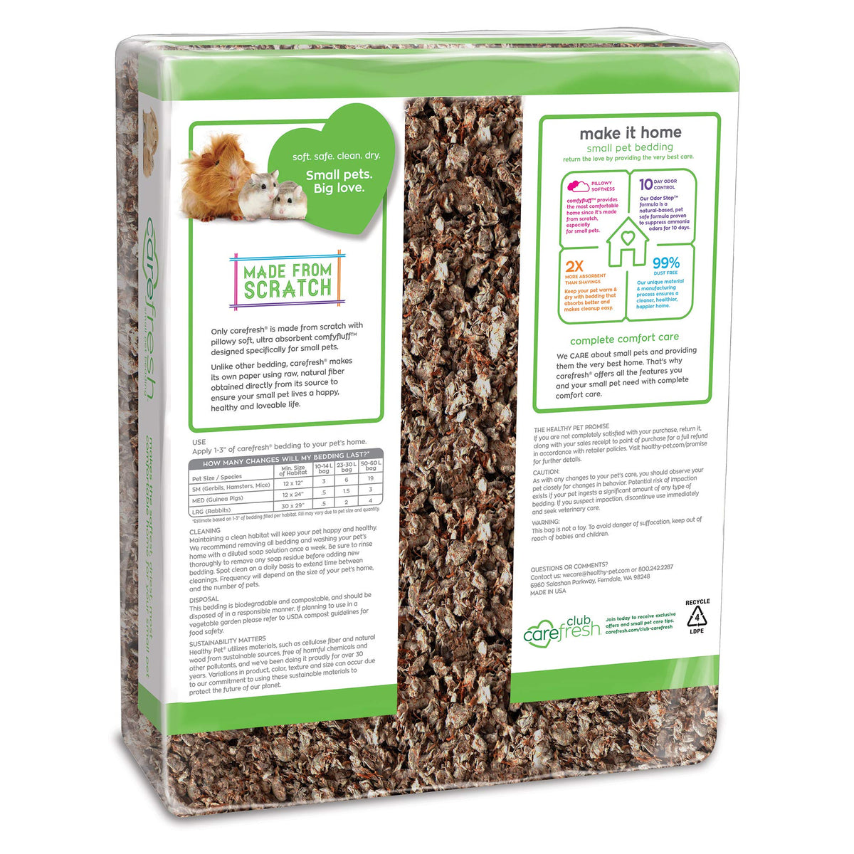 Carefresh 99% Dust-Free White Natural Paper Small Pet Bedding with Odor Control, 10L, White
