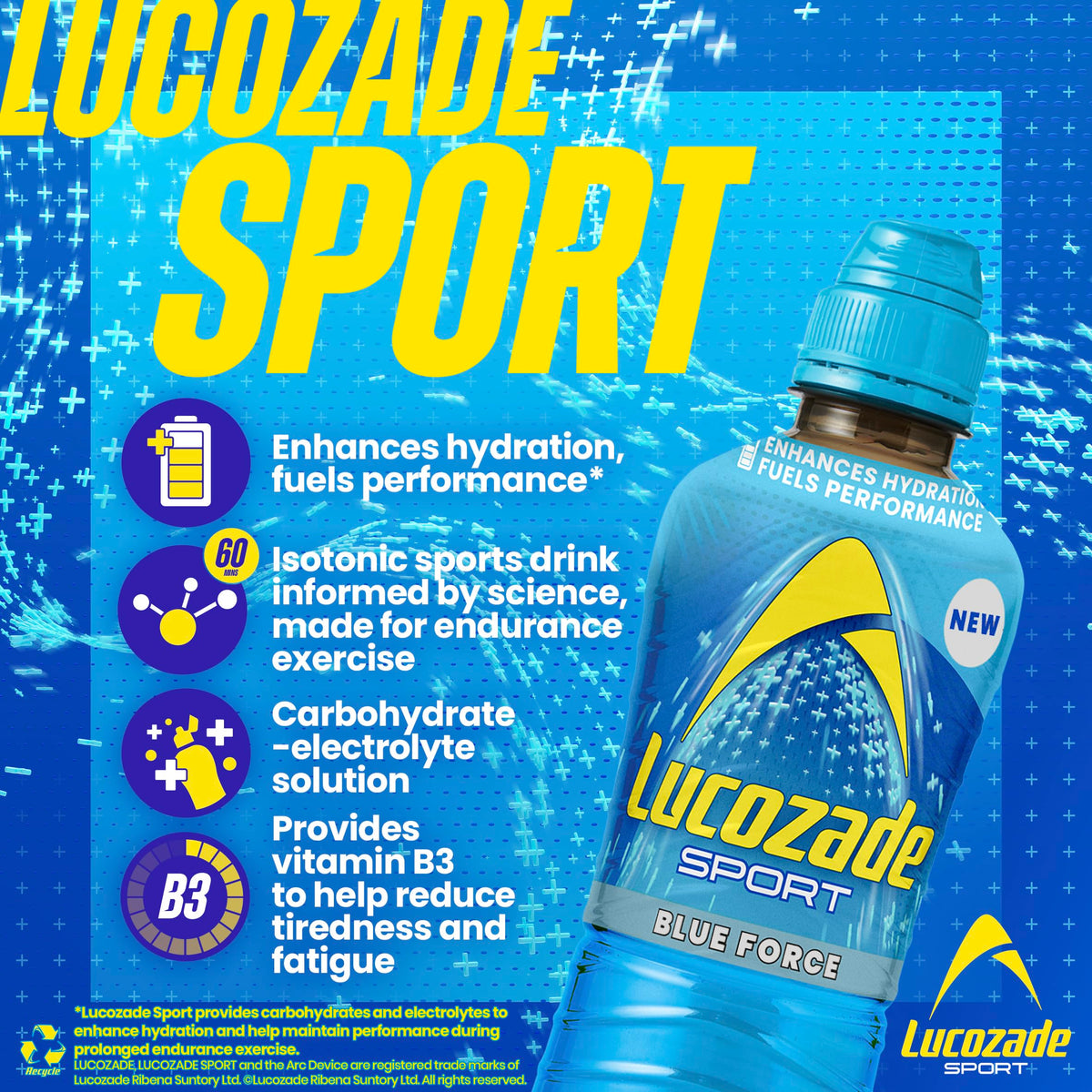 Lucozade Sport Orange Sports Drink, 4 x 500ml