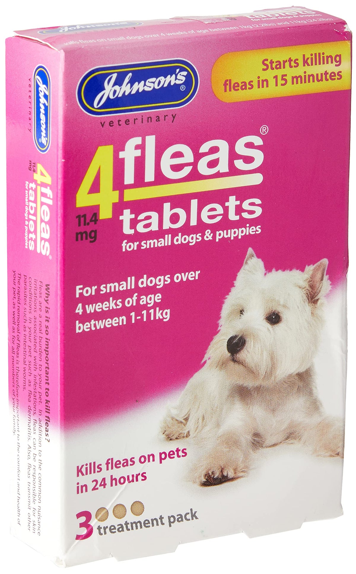 Johnsons Veterinary Products 4Fleas Tablets for Puppies and Small Dogs Treatment Pack, 6 Count (Pack of 1)