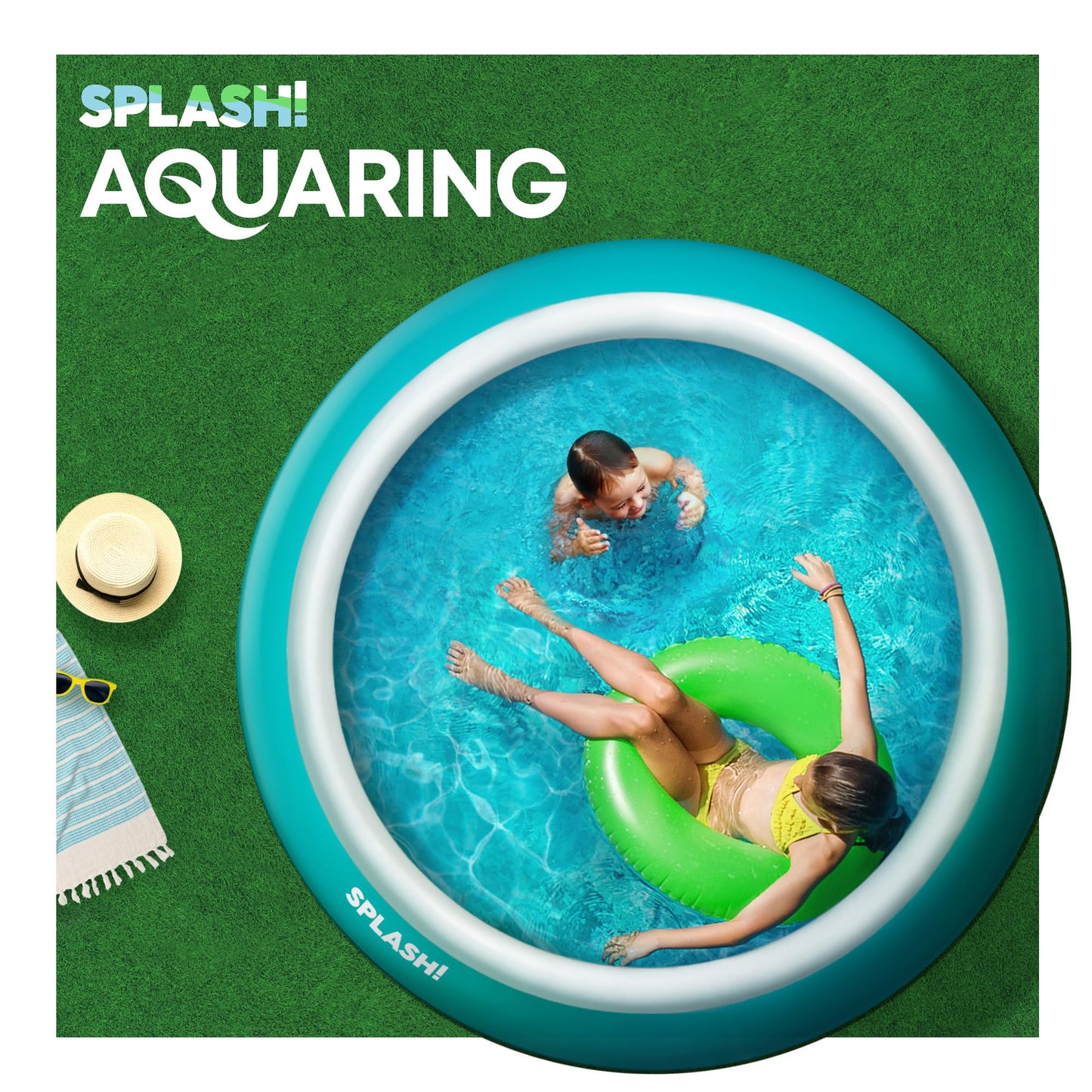 SPLASH! 6ft Inflatable Swimming Pool - Quick Set Inflatable Pool Garden with Double Vinyl Wall, Hose Adaptor, Safety Valve & Repair Patches - Outdoor Paddling Pool for Kids and Adults