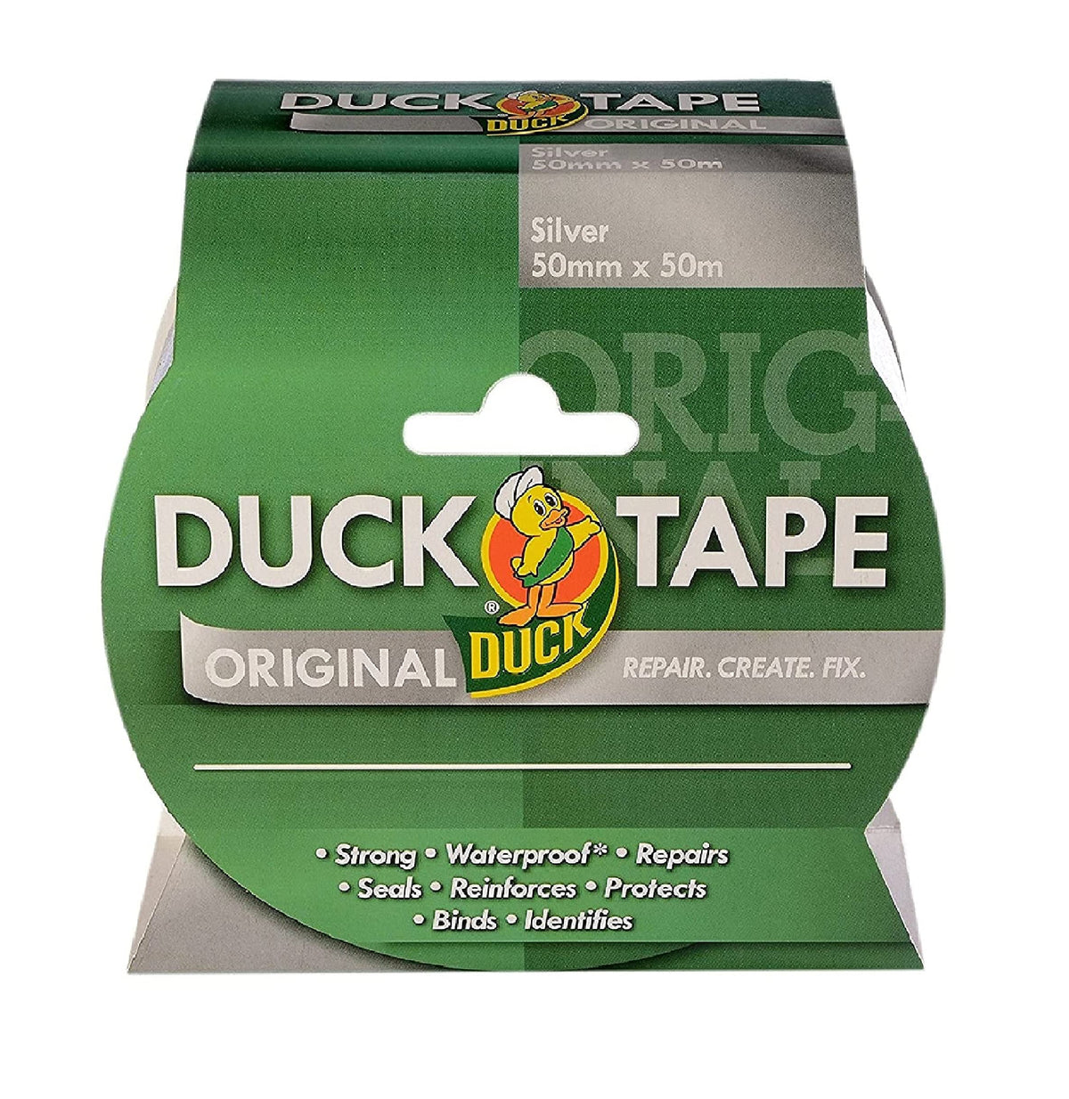 Duck Tape Original Black, 50mm x 25m. The original high strength waterproof gaffer and duct adhesive cloth repair tape