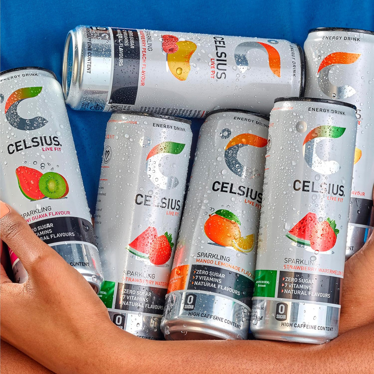 CELSIUS Energy Drink, Sparkling Mango Lemonade, Natural Flavours. No Artificial Colours, Sugar Free Energy Drinks, 355 mL, 4-Pack