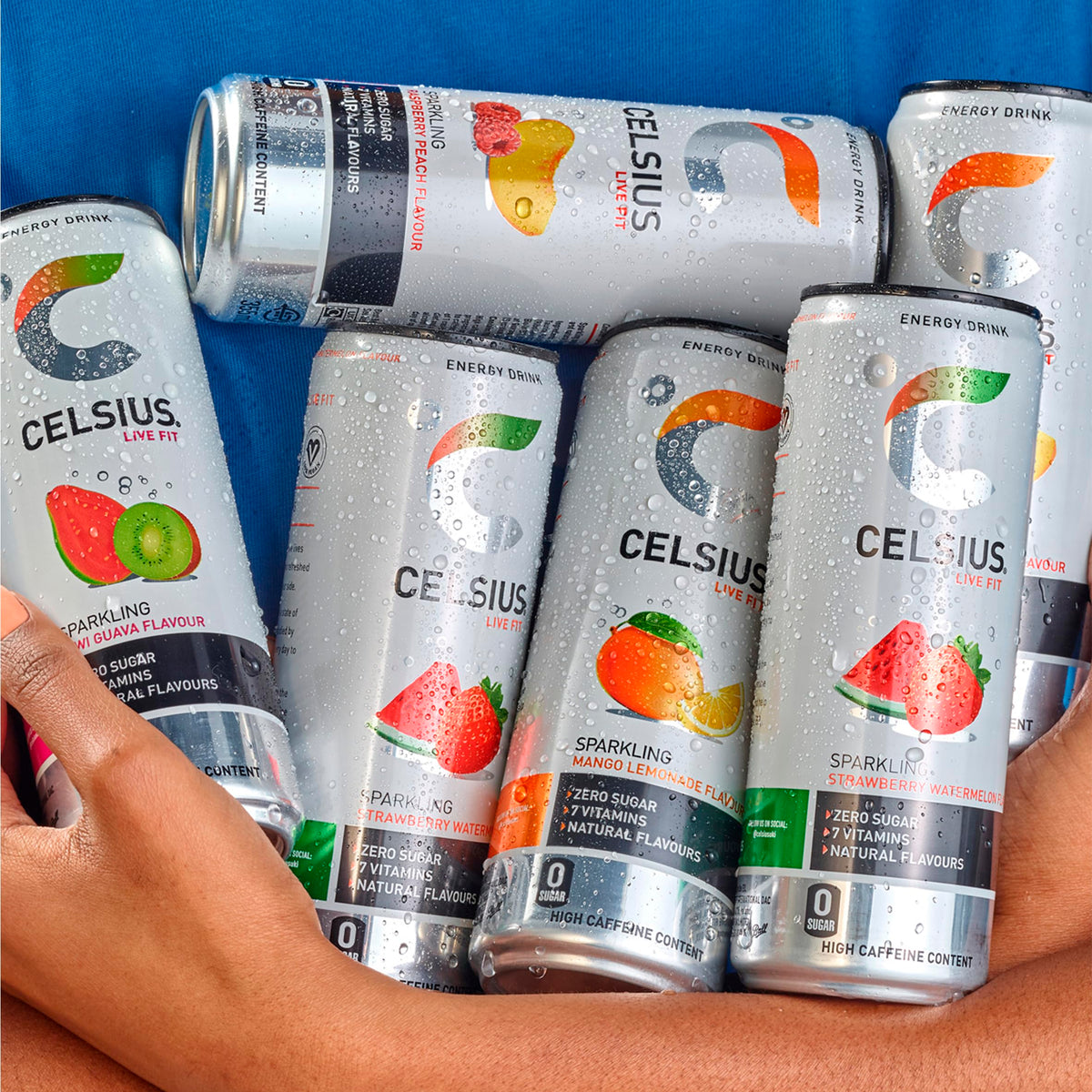 CELSIUS Energy Drink, Sparkling Mango Lemonade, Natural Flavours. No Artificial Colours, Sugar Free Energy Drinks, 355 mL, 4-Pack
