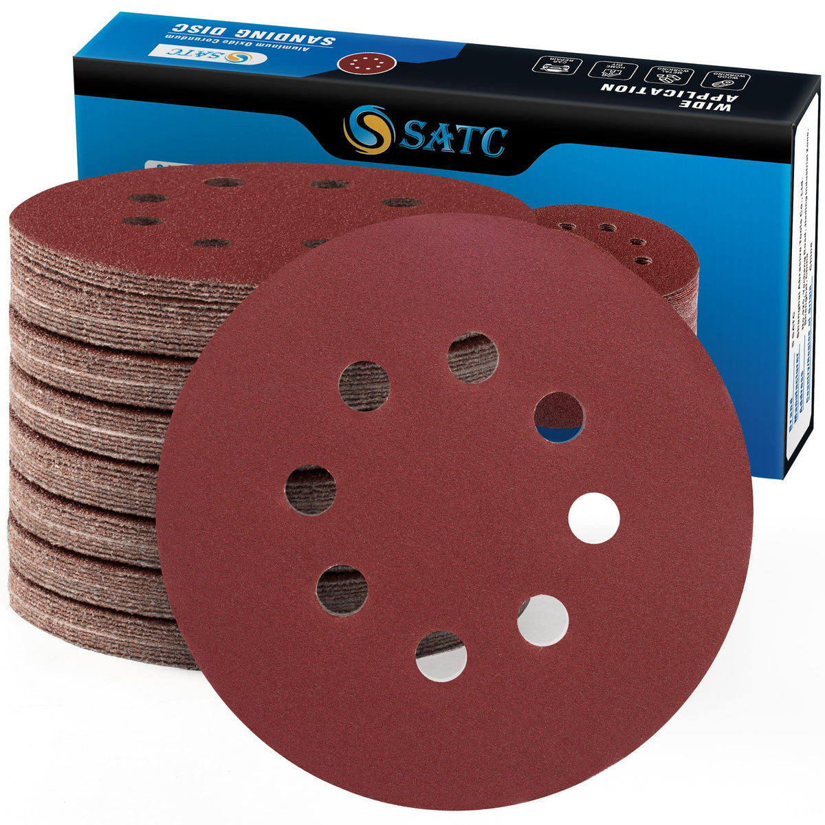 SATC Sanding Discs 150 Grit 110PCS Orbital Sander Discs 125mm Hook and Loop Round Orbital Sander Pads for Sanding