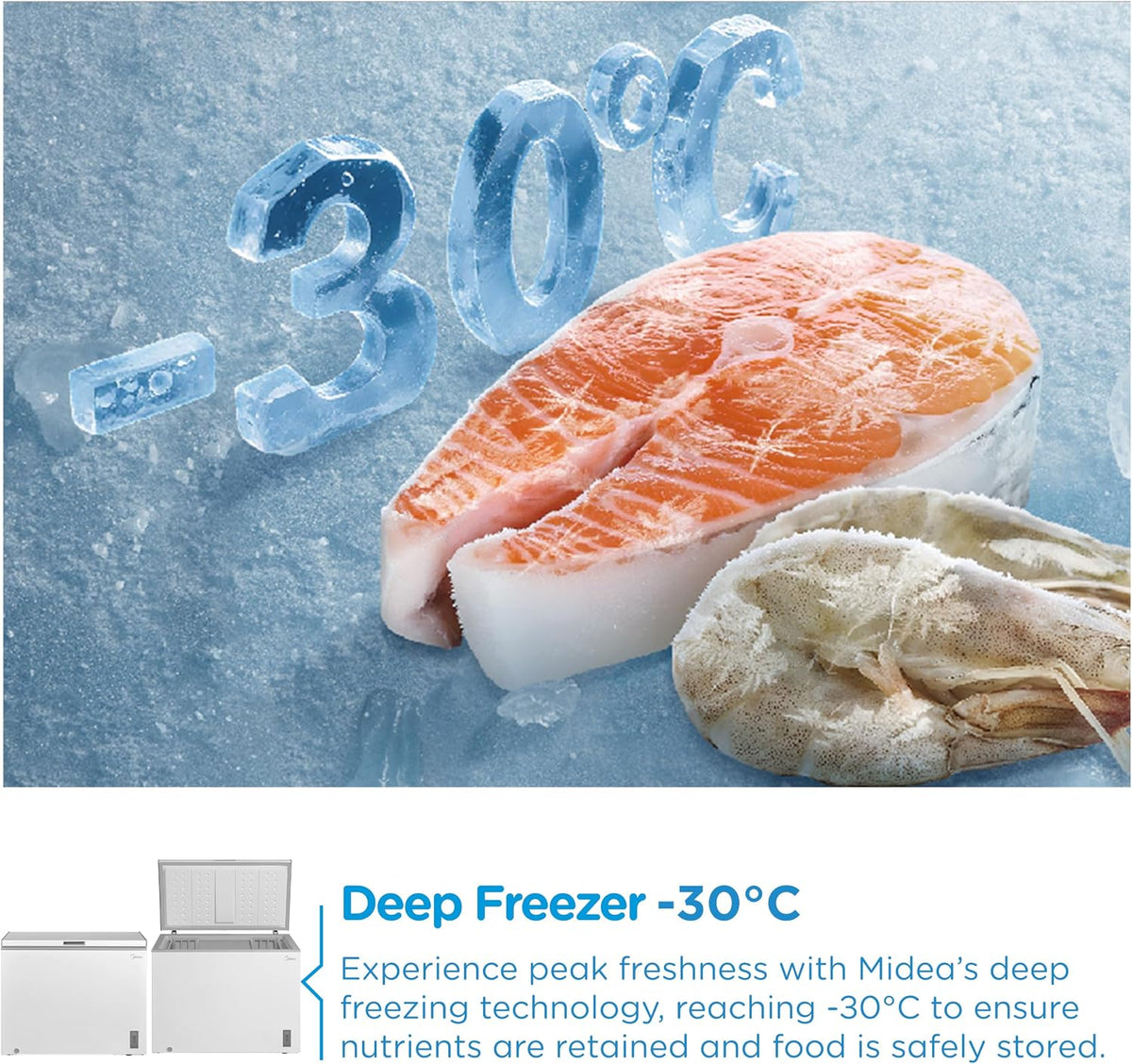 Midea 249L Chest Freezer with Convertible Refrigeration Mode, MDRC345FZE01