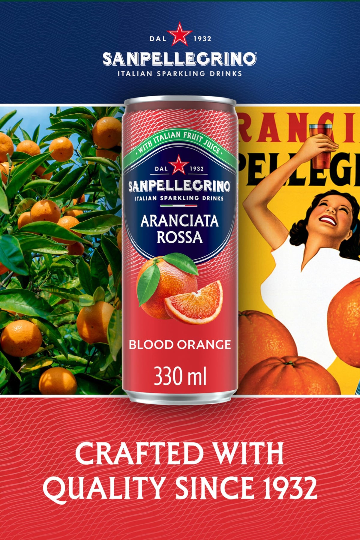 San Pellegrino Italian Sparkling Drinks Tastefully Light Sparkling Orange Canned Soft Drink 12 x 330ml | 64k Cals per Can (Pack of 2)