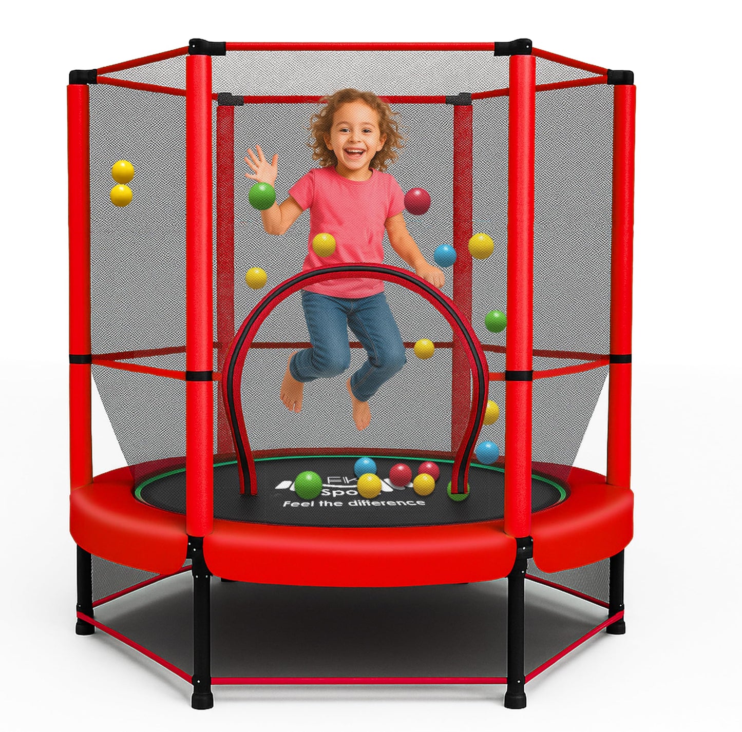 FK Sports 55" Kids Rebounder Trampoline with Safety Net — Bungee System, Max 100 kg