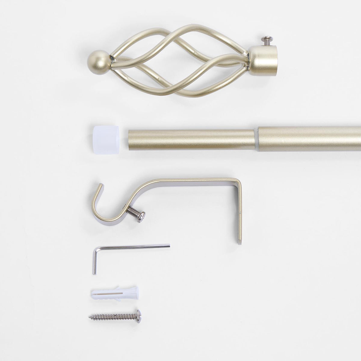 OHS 120-200cm Curtain Pole Extendable Metal 16mm Ball Trumpet Twist Finnials