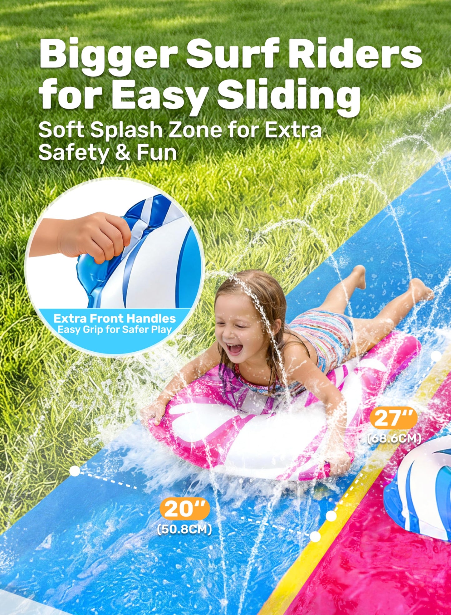 JOYIN 685cm Water Slides and 2 Bodyboards, Lawn Waterslides Summer Water Toy with Build in Sprinkler for Backyard Outdoor Water Fun for Kids Adults