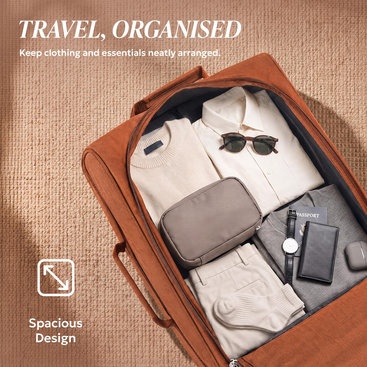 LUGG Lightweight Cabin Luggage, 600D Polyester, Solid Wheels, 45x36x20cm