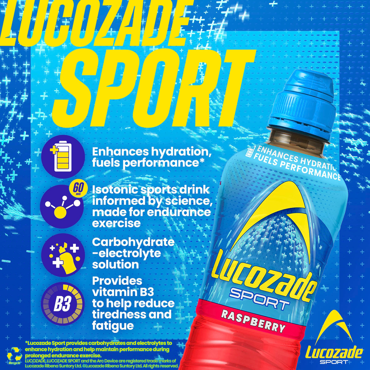 Lucozade Sport Orange Sports Drink, 4 x 500ml
