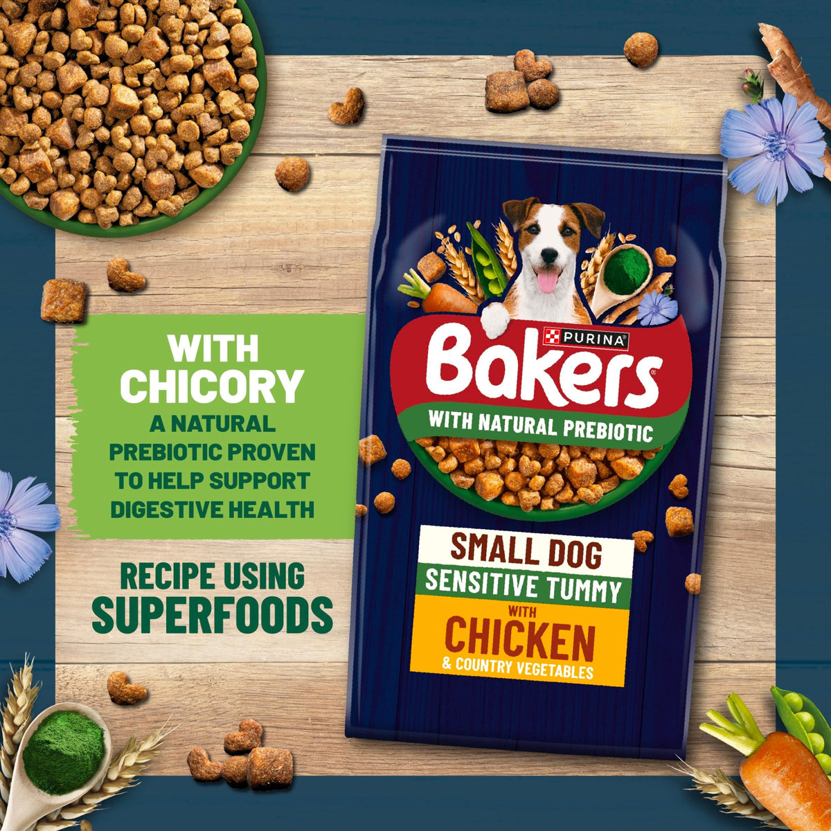 BAKERS Superfoods Small Dog Adult Dry Dog Food Chicken 1.1kg (Pack of 5)