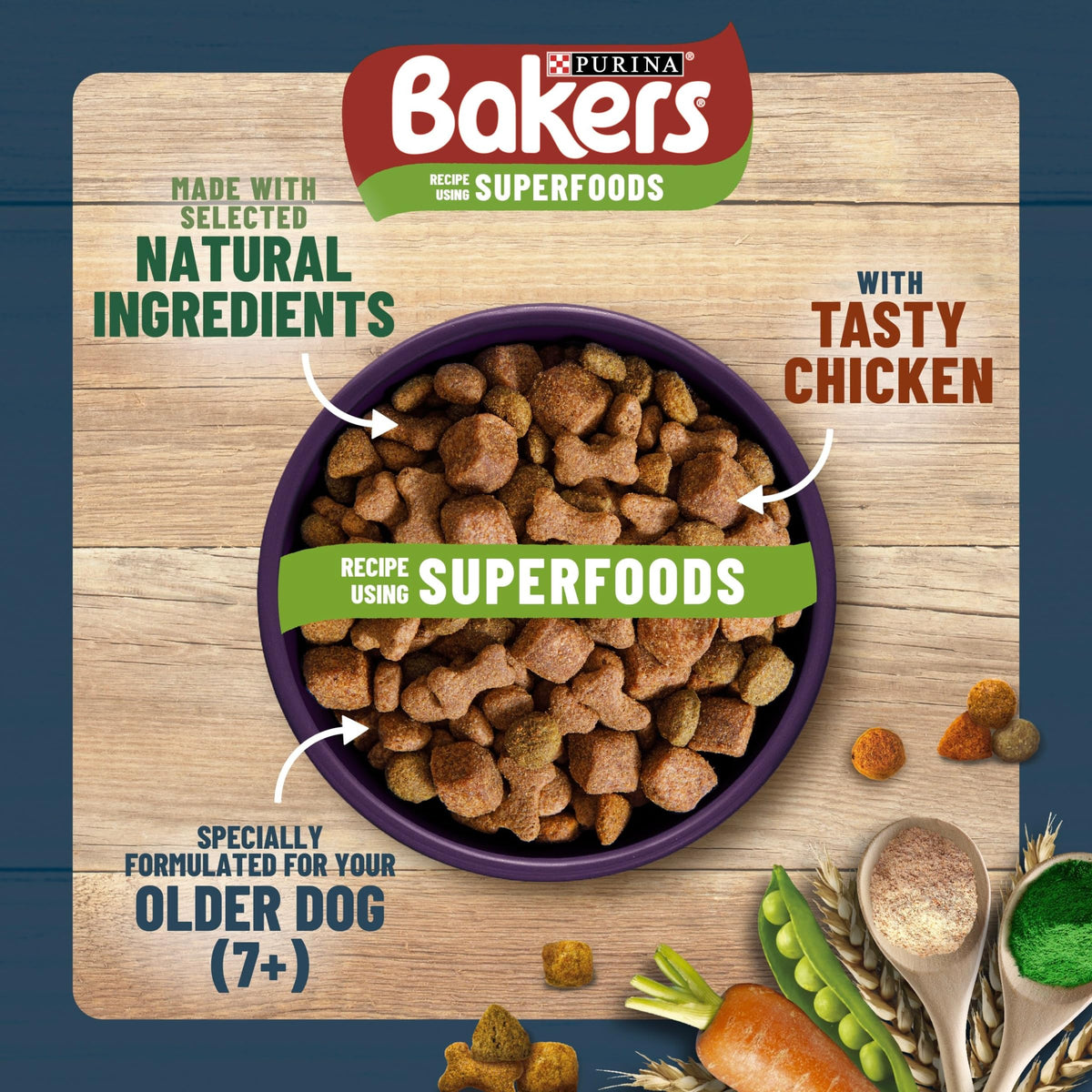 BAKERS Superfoods Small Dog Adult Dry Dog Food Chicken 1.1kg (Pack of 5)