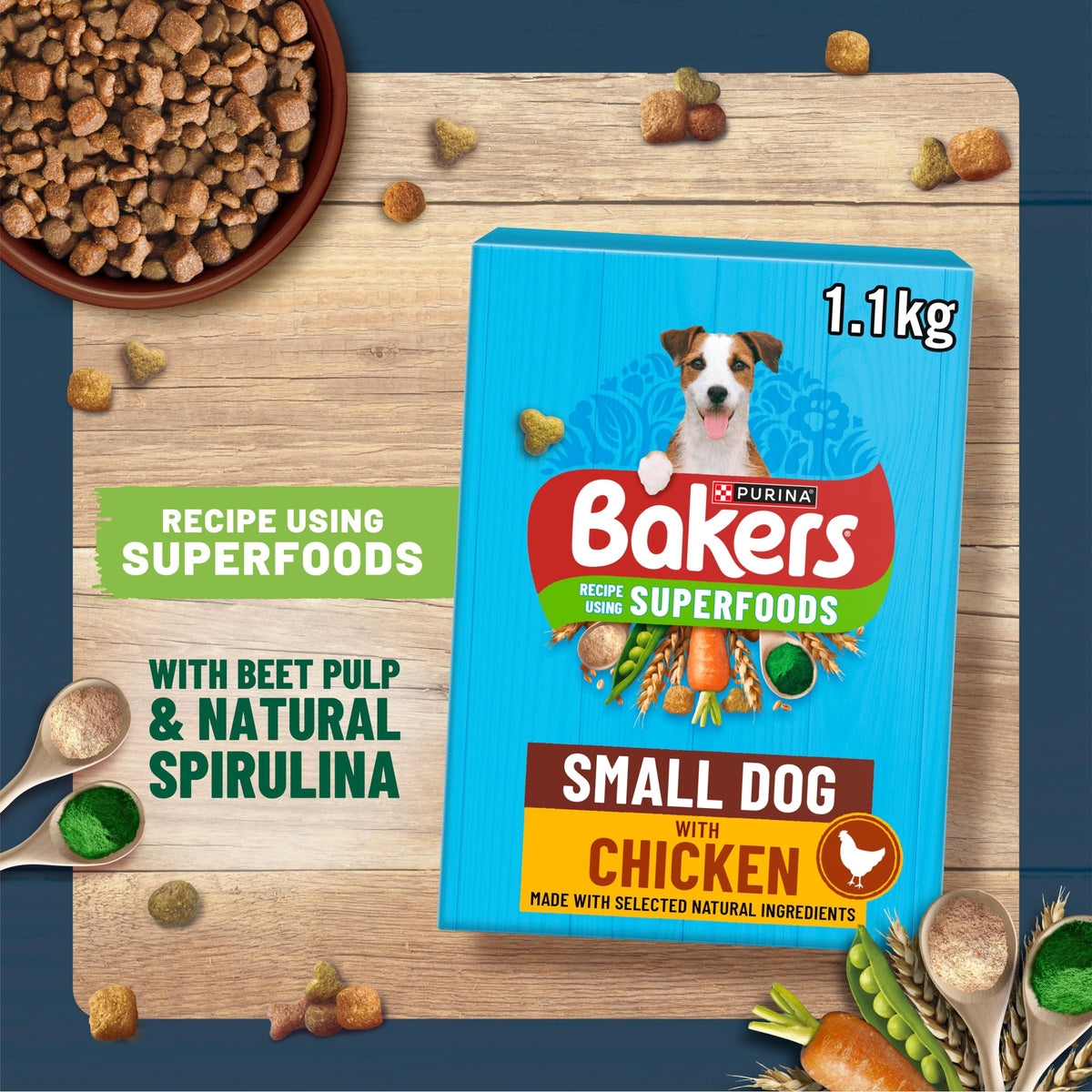 BAKERS Superfoods Small Dog Adult Dry Dog Food Chicken 1.1kg (Pack of 5)