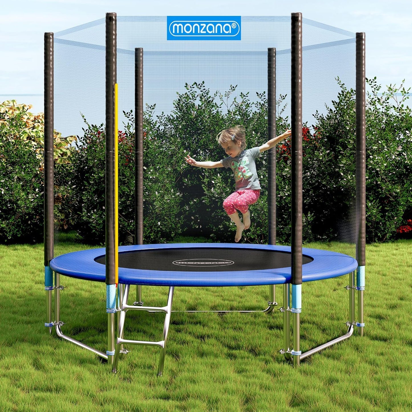 MONZANA® 6ft/8ft/10ft/12ft/14ft Trampoline Outdoor Set with Safety Net Ladder Heavy Duty Frame Cover Spring Tool for Kids Adults Garden Fitness Play Equipment Trampoline