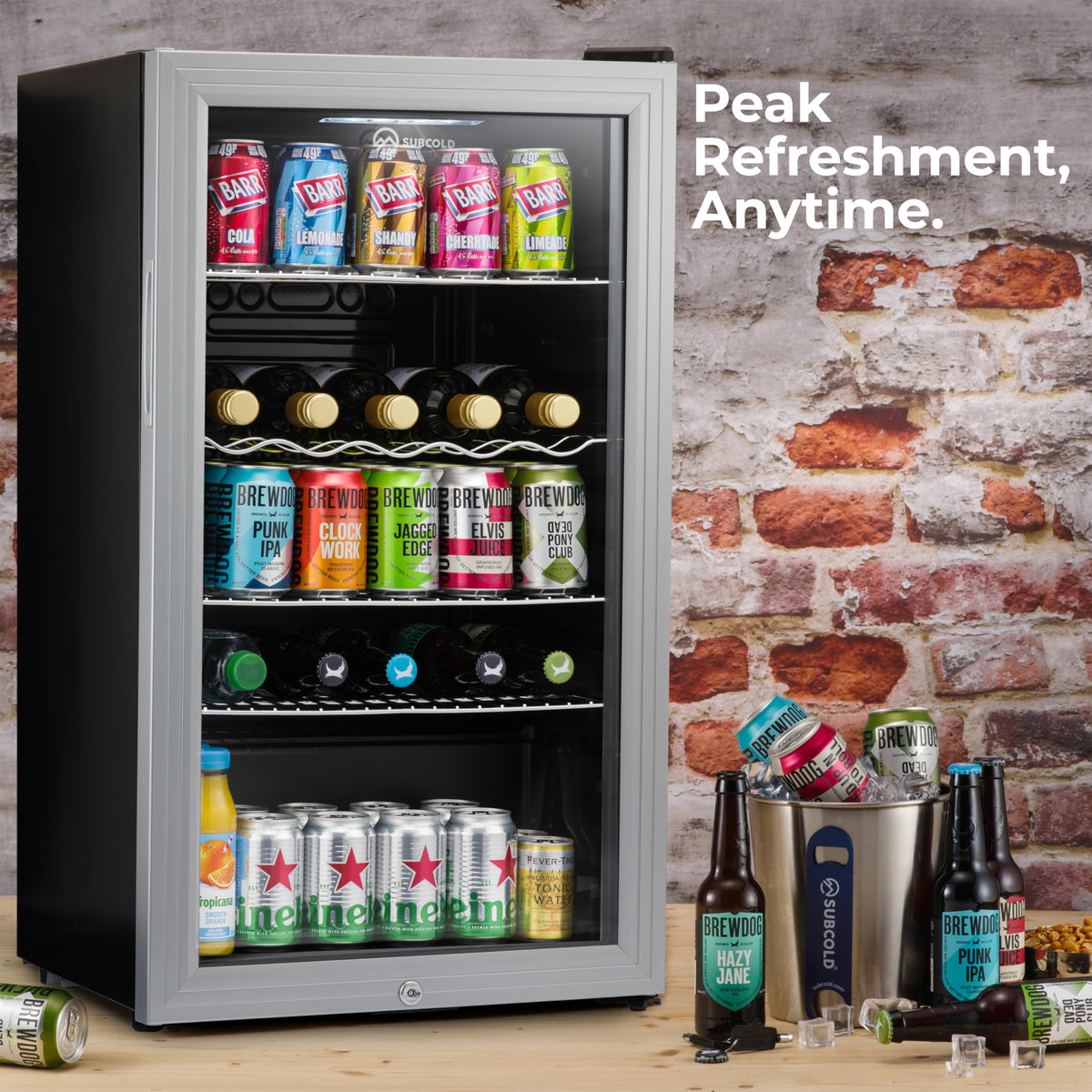 Subcold Super85 LED Beer Fridge | 80 Cans + 5 Bottles | 0-18°C | Glass Door