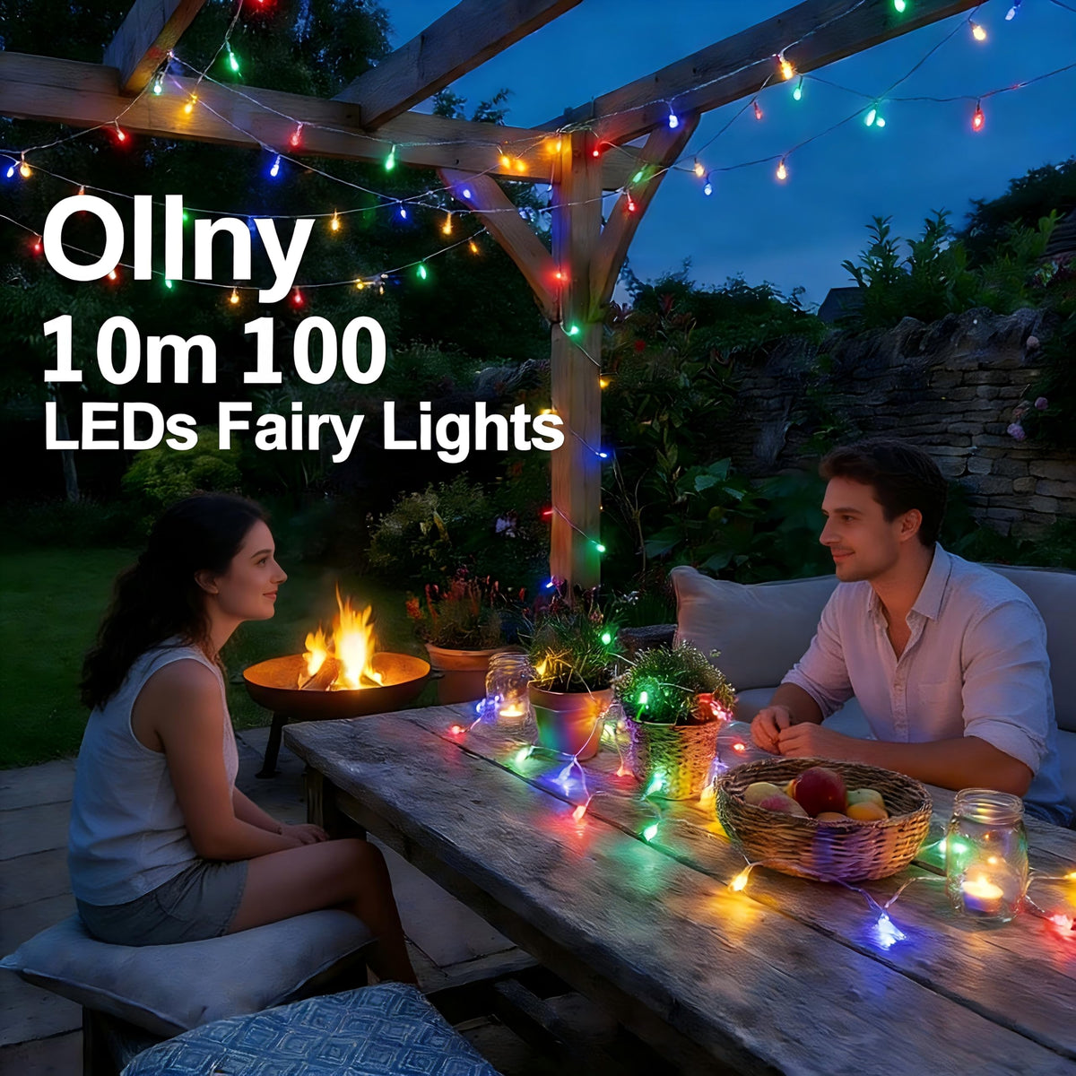 Ollny Fairy Lights Mains Powered 20m 200 LED Outdoor String Plug Remote