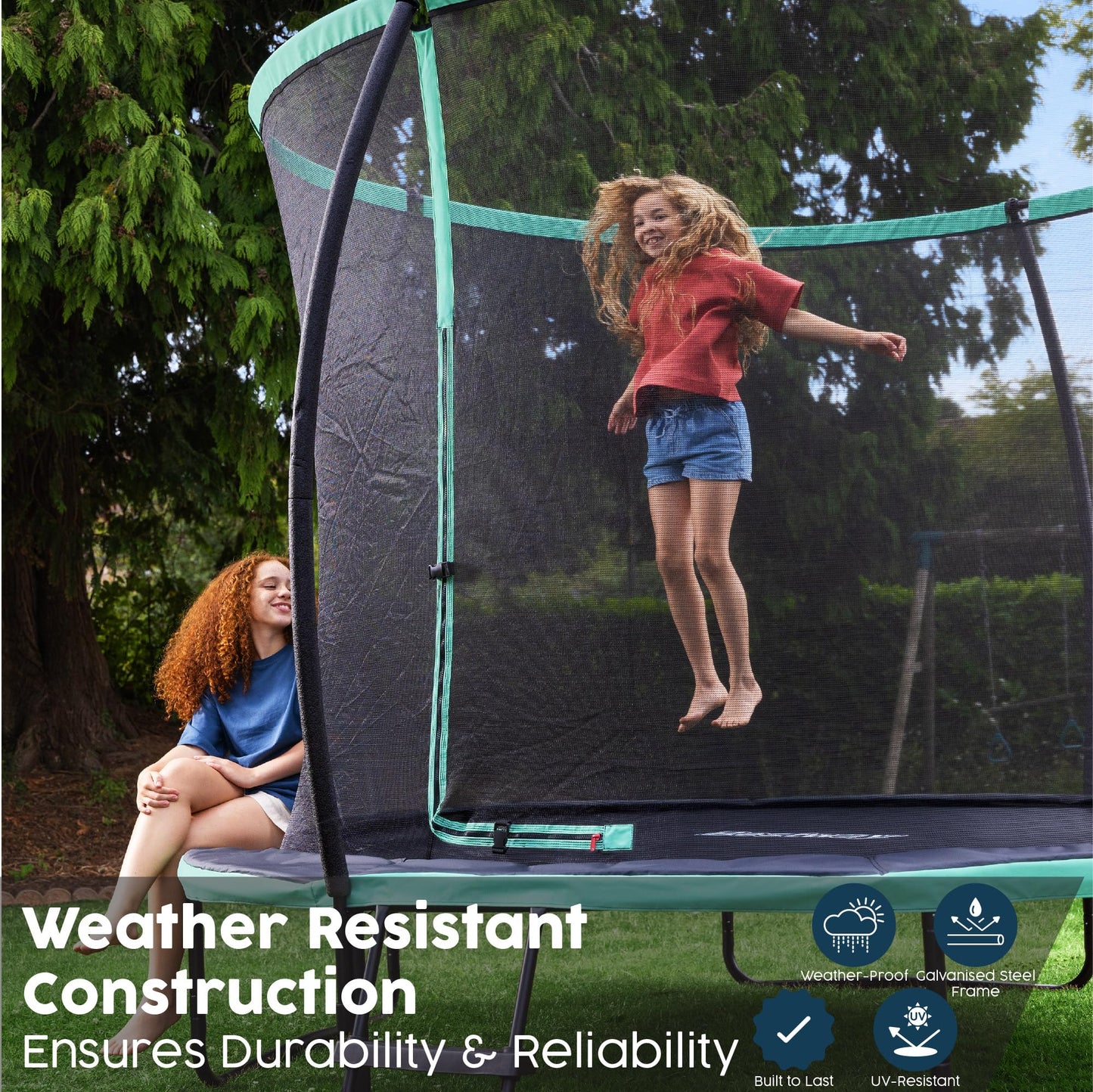 Bestway Xtreme Air Trampoline, 8ft/10ft/12ft Outdoor Round Trampoline with Fully Sewn Gap-Free Safety Enclosure Net, Ladder & Anchor Kit, 2-Year Warranty Guaranteed