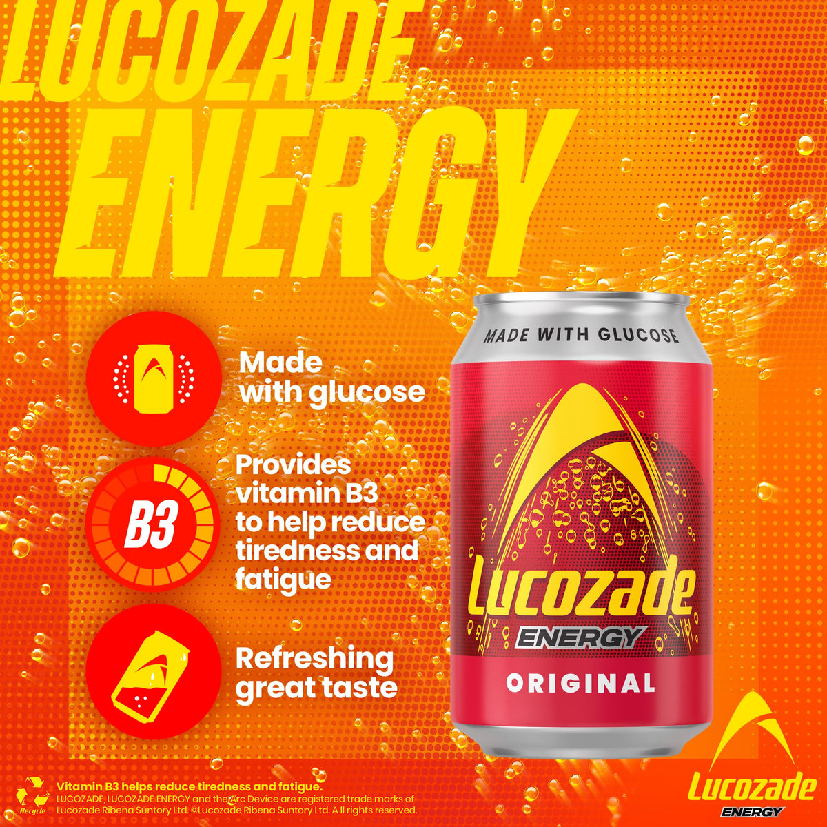 Lucozade Energy Orange 330ml (Pack of 12)