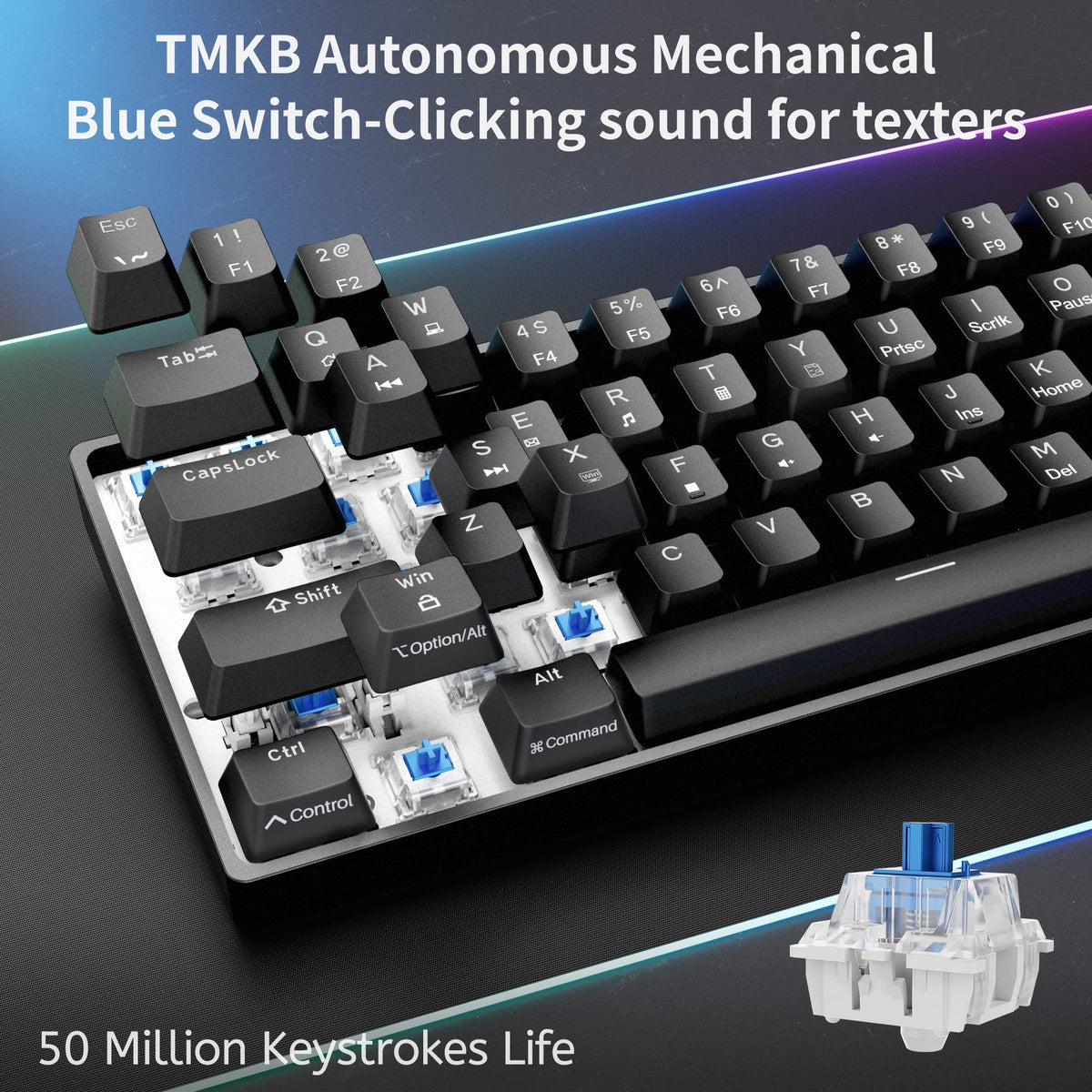 Dierya DK61SE 60% Gaming Keyboard, Wired, US QWERTY, Brown Switches, Black