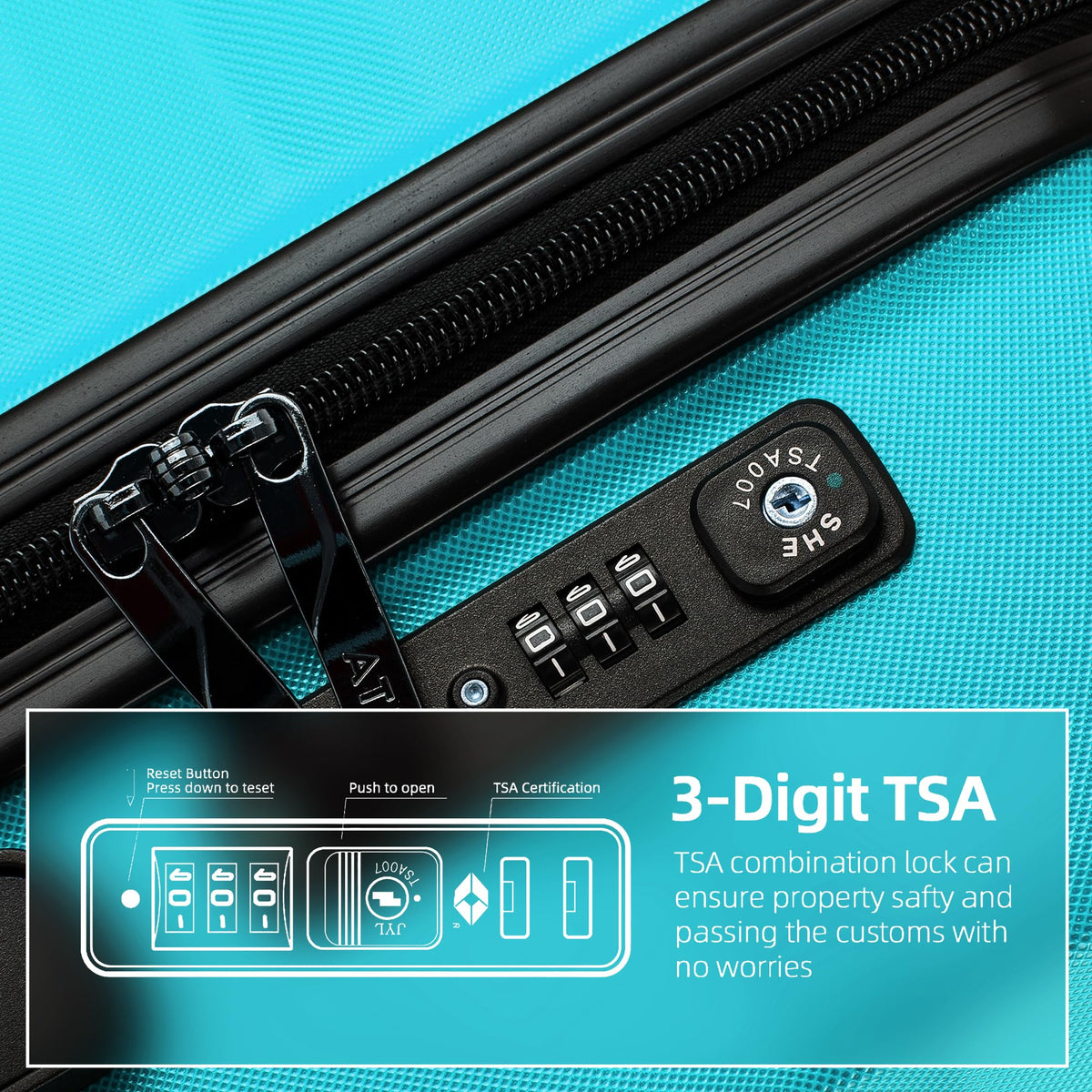 ATX 28 Inch Suitcase Large 110L – Lightweight Hard Shell Checked Luggage, 4 Wheels, TSA Lock, 30KG Capacity, Black