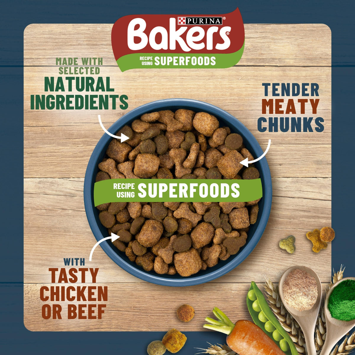 BAKERS Superfoods Small Dog Adult Dry Dog Food Chicken 1.1kg (Pack of 5)