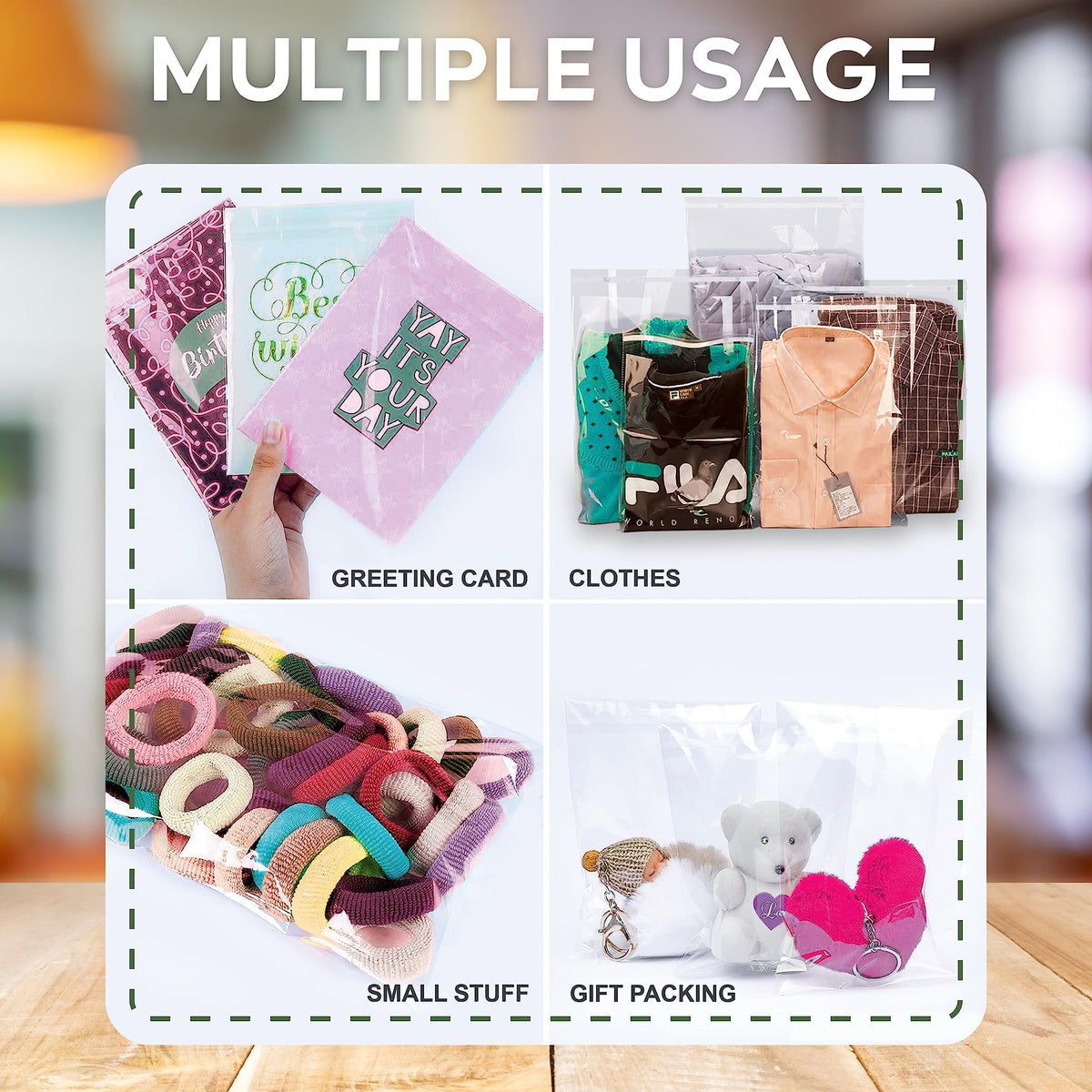 JeeJaan® 100 Pcs of Shirt Packaging Bags 12 x 16 in Clear Garment Bag 305 x 405 mm Polypropylene Bags