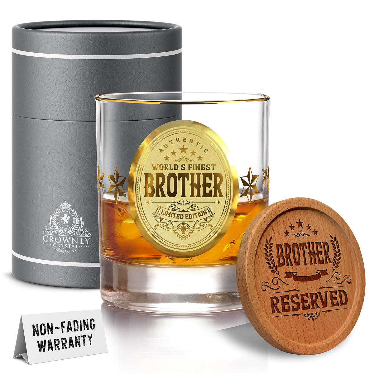CROWNLY CRYSTAL® Personalised Whiskey Glass for Dad – Gold Birthday Gift from Daughter or Son – Best Dad Ever