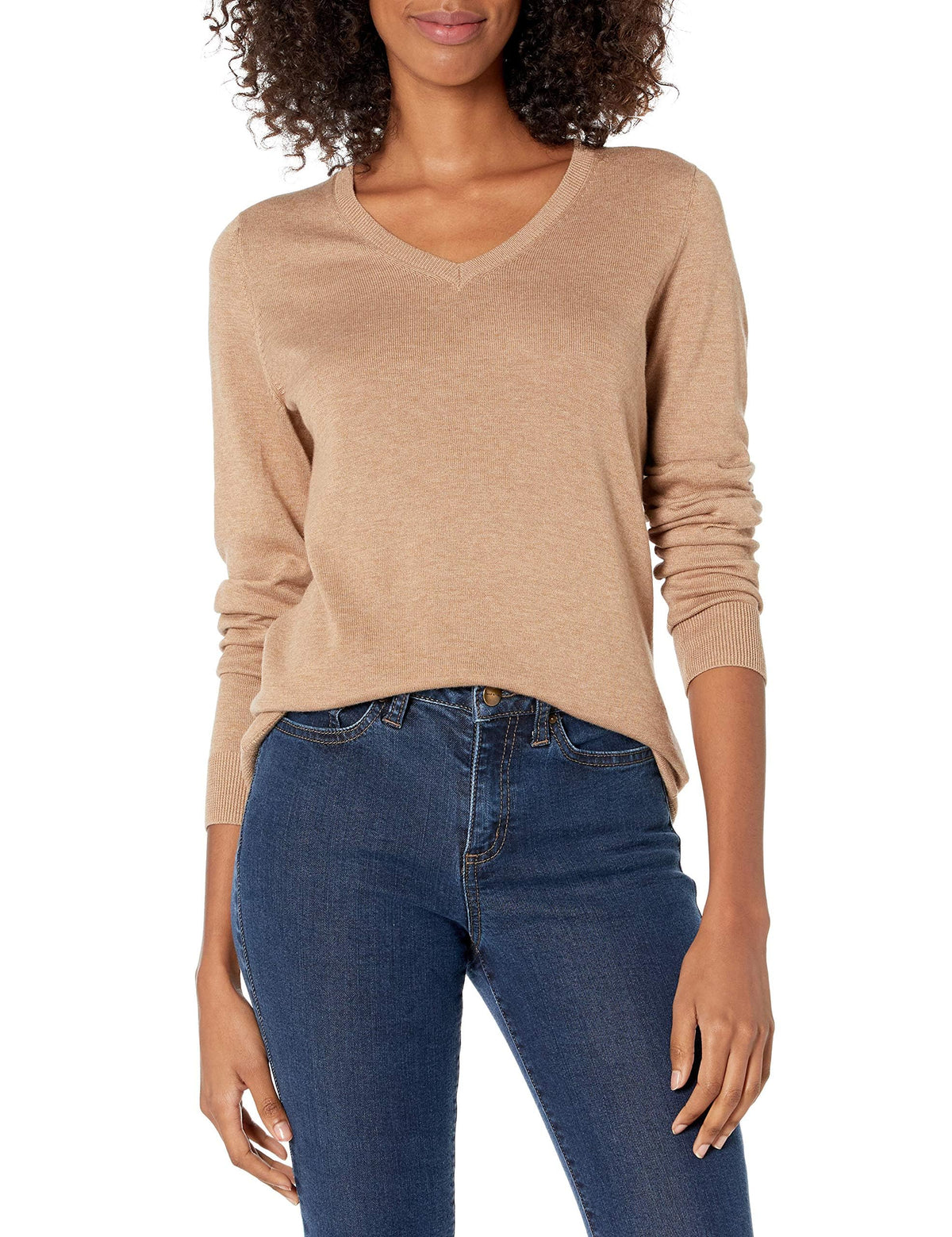 Amazon Essentials Women's Regular-Fit Lightweight Long-Sleeve V-Neck Jumper