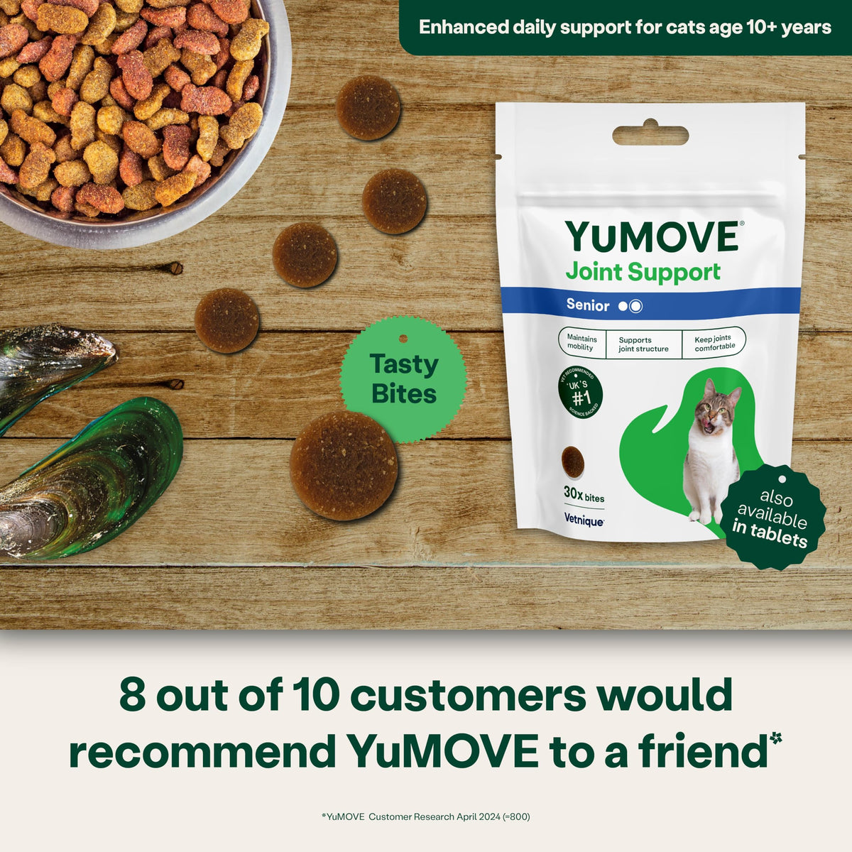 YuMOVE Senior Cat Joint Supplement for Joint Care & Joint Aid, for Older, Stiff Cats with Glucosamine, Chondroitin & Green Lipped Mussel, 60 Capsules - Packaging May Vary