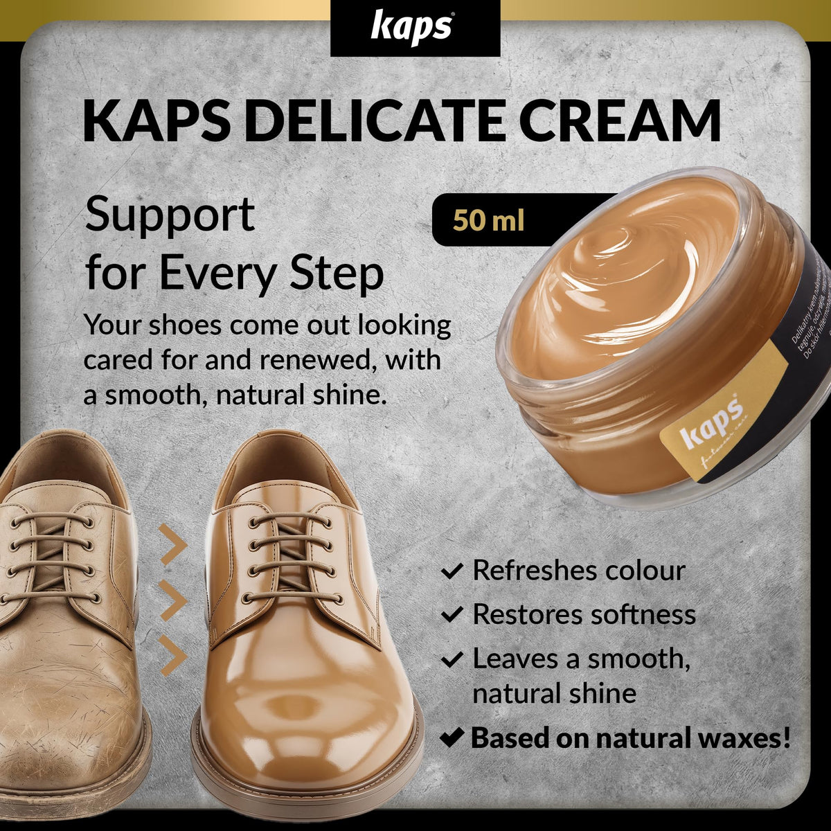 Leather Shoe Cream Polish & Conditioner, Kaps 50ml
