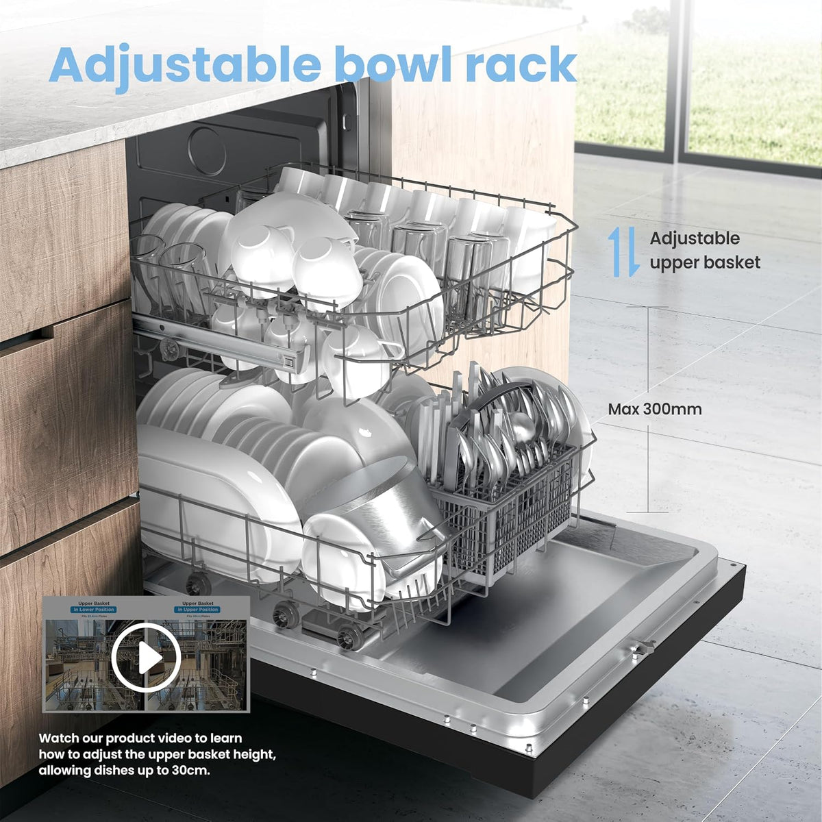 COMFEE' Dishwasher Freestanding, 13 Place Settings, 60cm, Black