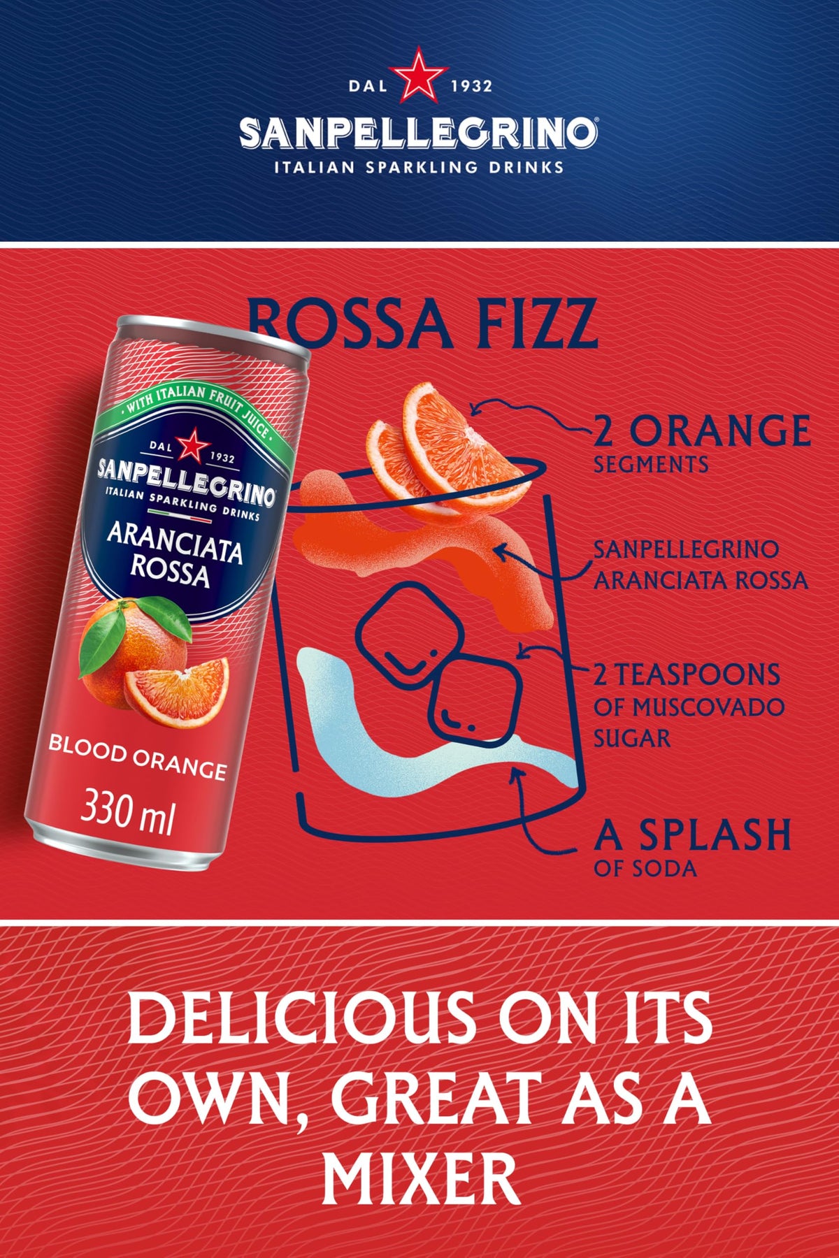 San Pellegrino Italian Sparkling Drinks Tastefully Light Sparkling Orange Canned Soft Drink 12 x 330ml | 64k Cals per Can (Pack of 2)