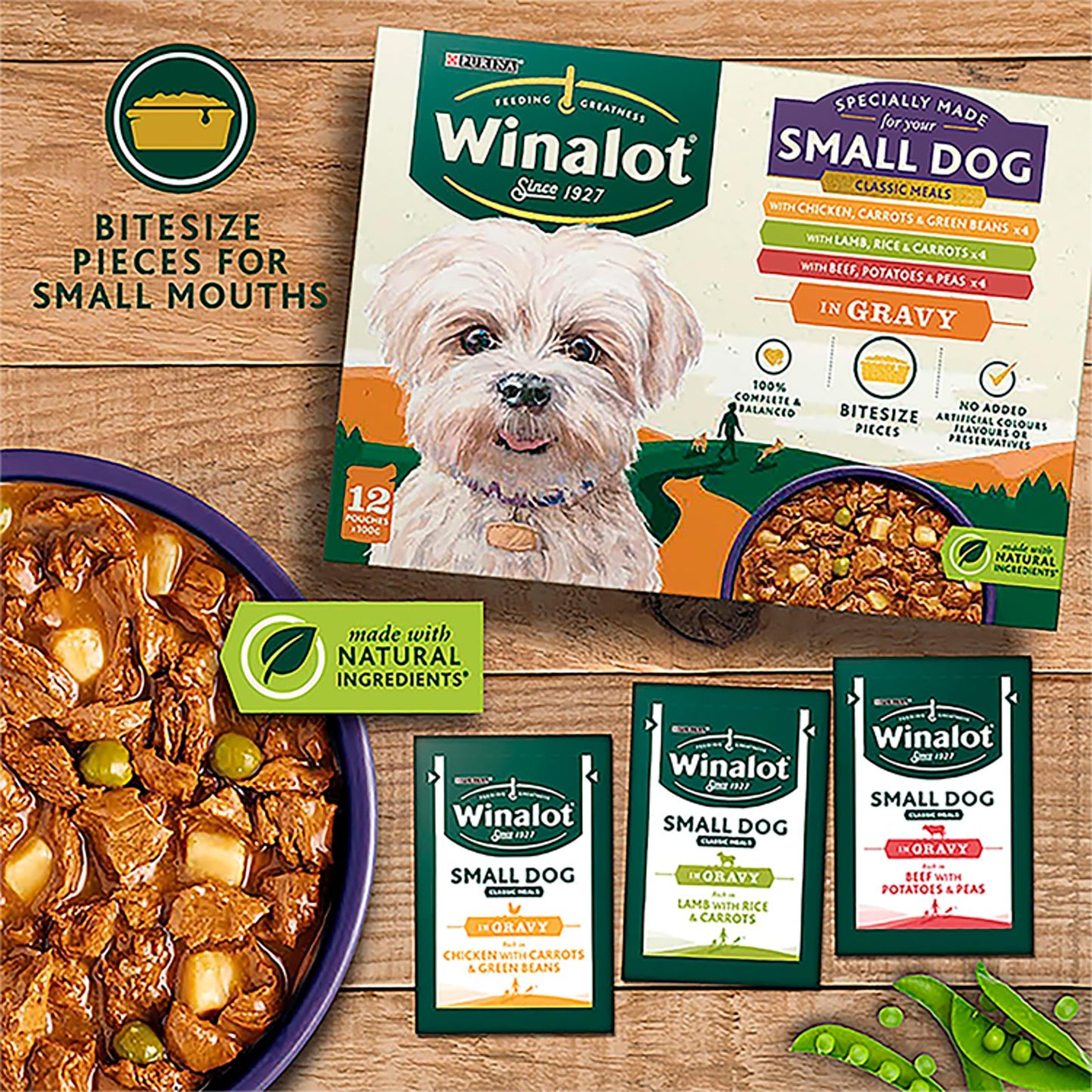 WINALOT Sunday Dinner Mixed in Gravy Wet Dog Food Pouches 40x100g
