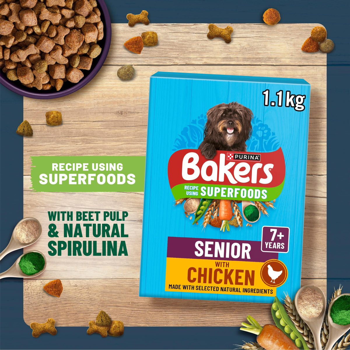 BAKERS Superfoods Small Dog Adult Dry Dog Food Chicken 1.1kg (Pack of 5)