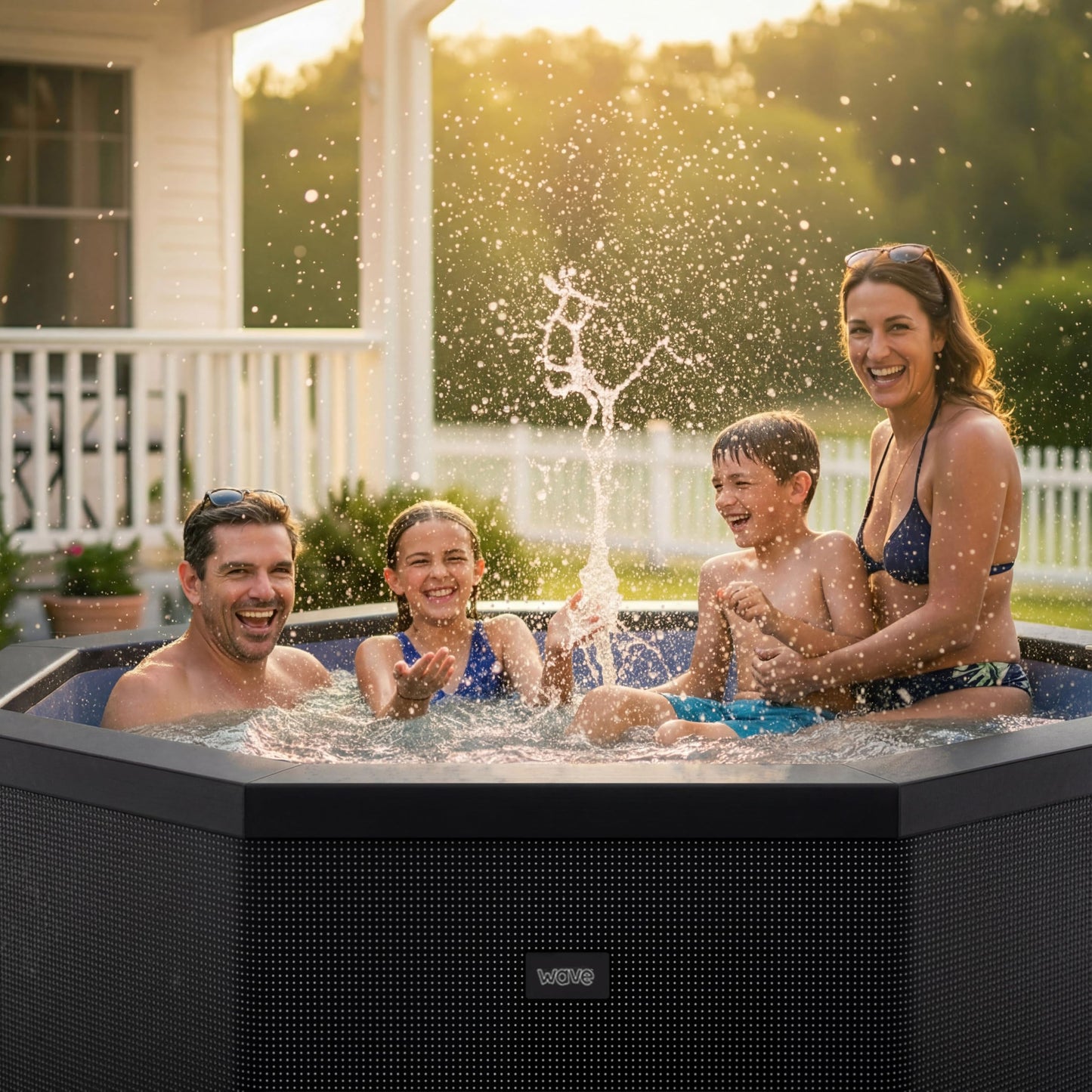 Wave Como 6 Person Eco Foam Hot Tub | Portable Outdoor Spa with Rapid Heating | Durable PVC Material | Easy Setup | Ideal for Garden and Patio Relaxation (Charcoal Black, 6 Person | EnergySave Bundle)