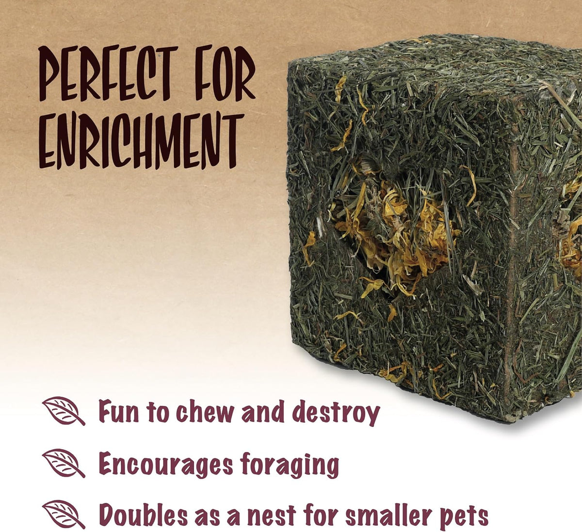 Rosewood Naturals I Love Hay Forage Cube, Small Animal Treat and Gnaw Toy for Rabbits, Guinea Pigs, Chinchillas, Degus, Hamsters, Gerbils, Mice and Rats - Medium (Pack of 2)