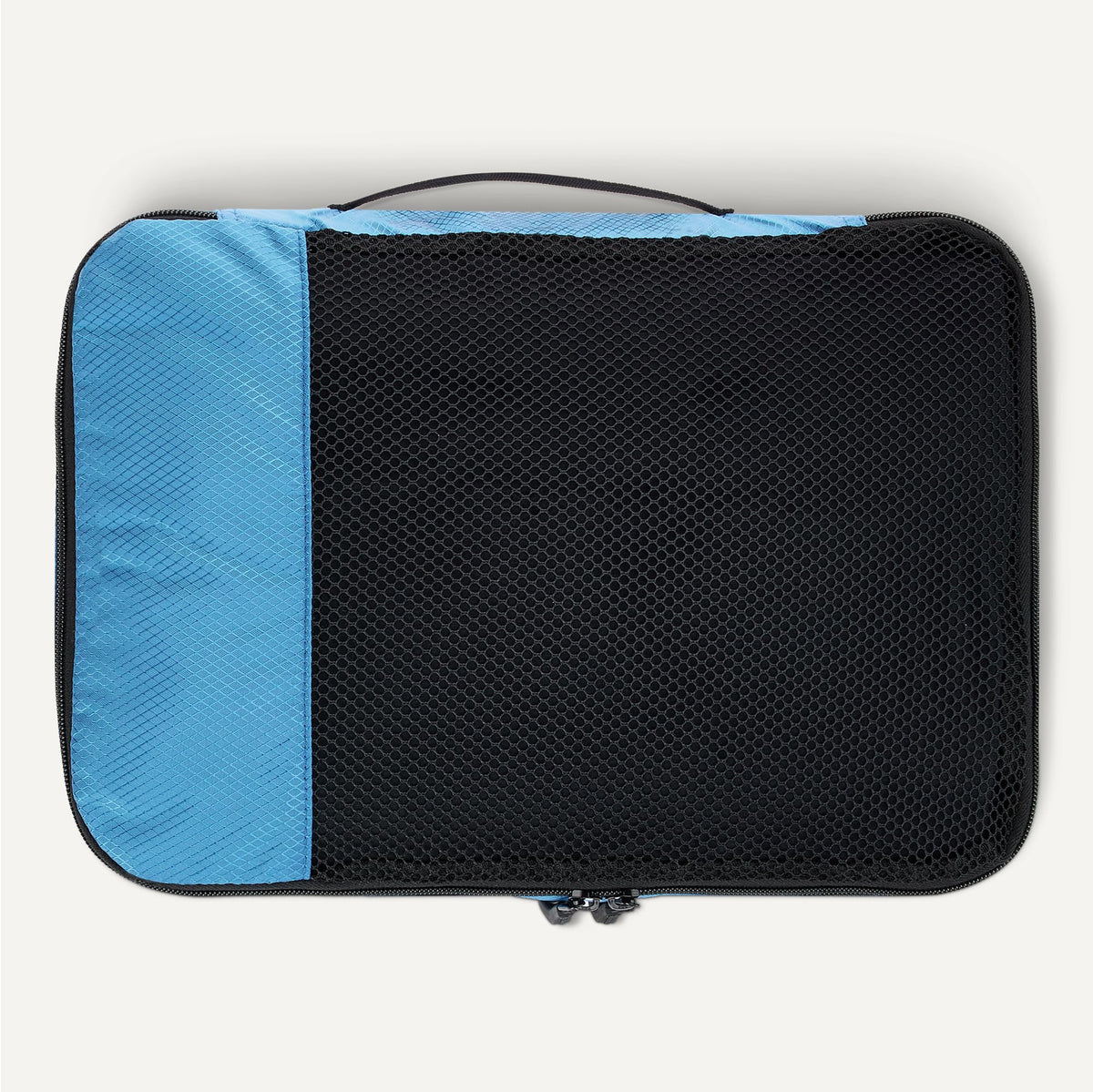 Amazon Essentials 4-Piece Packing Cubes Travel Accessories Set, Luggage Organiser with Double Zip, Mesh Top, 100% Polyester, Medium, Black (Previously Amazon Basics)