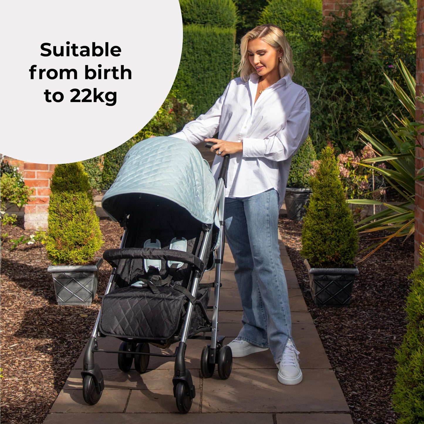 My Babiie MB51 Stroller – from Birth to 4 Years (22kg), Lightweight, Umbrella Fold, Travel Buggy for Toddlers, Pushchair Includes Footmuff, Cup Holder, Rain Cover - Blush Pink