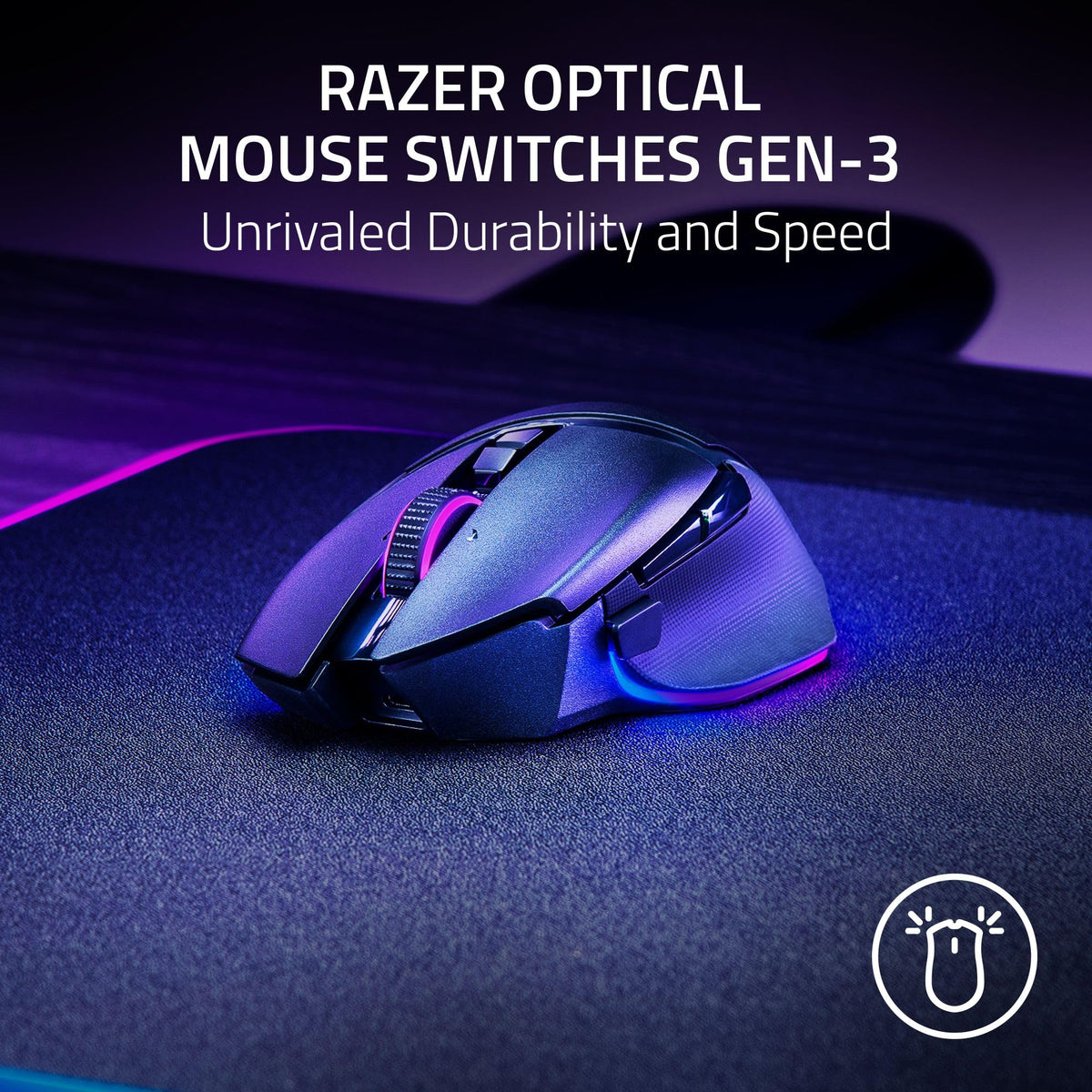Razer Basilisk V3 - Wired Customisable Gaming Mouse (10+1 Programmable Buttons, HyperScroll Tilt Wheel, 11 Chroma RGB Lighting Zones, Optical Mouse Switches, Focus+ 26K DPI Optical Sensor) Black